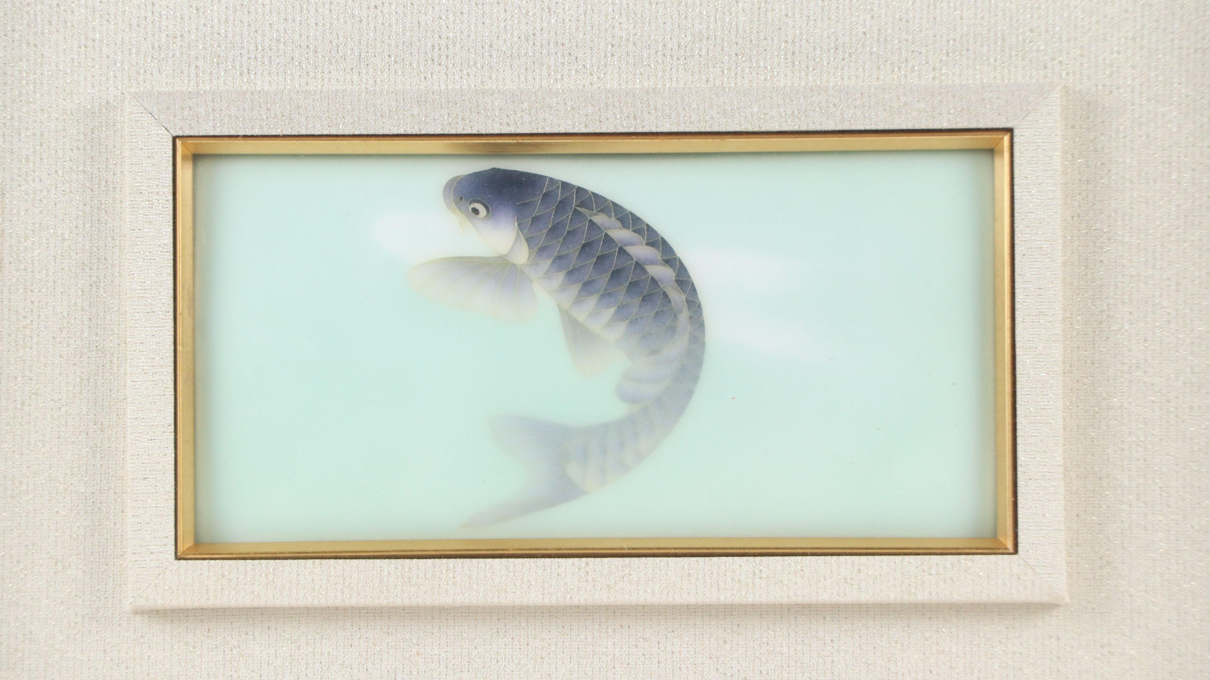 Japanese Cloisonné Enameled Plaque with Swimming Carp, Late 20th Century