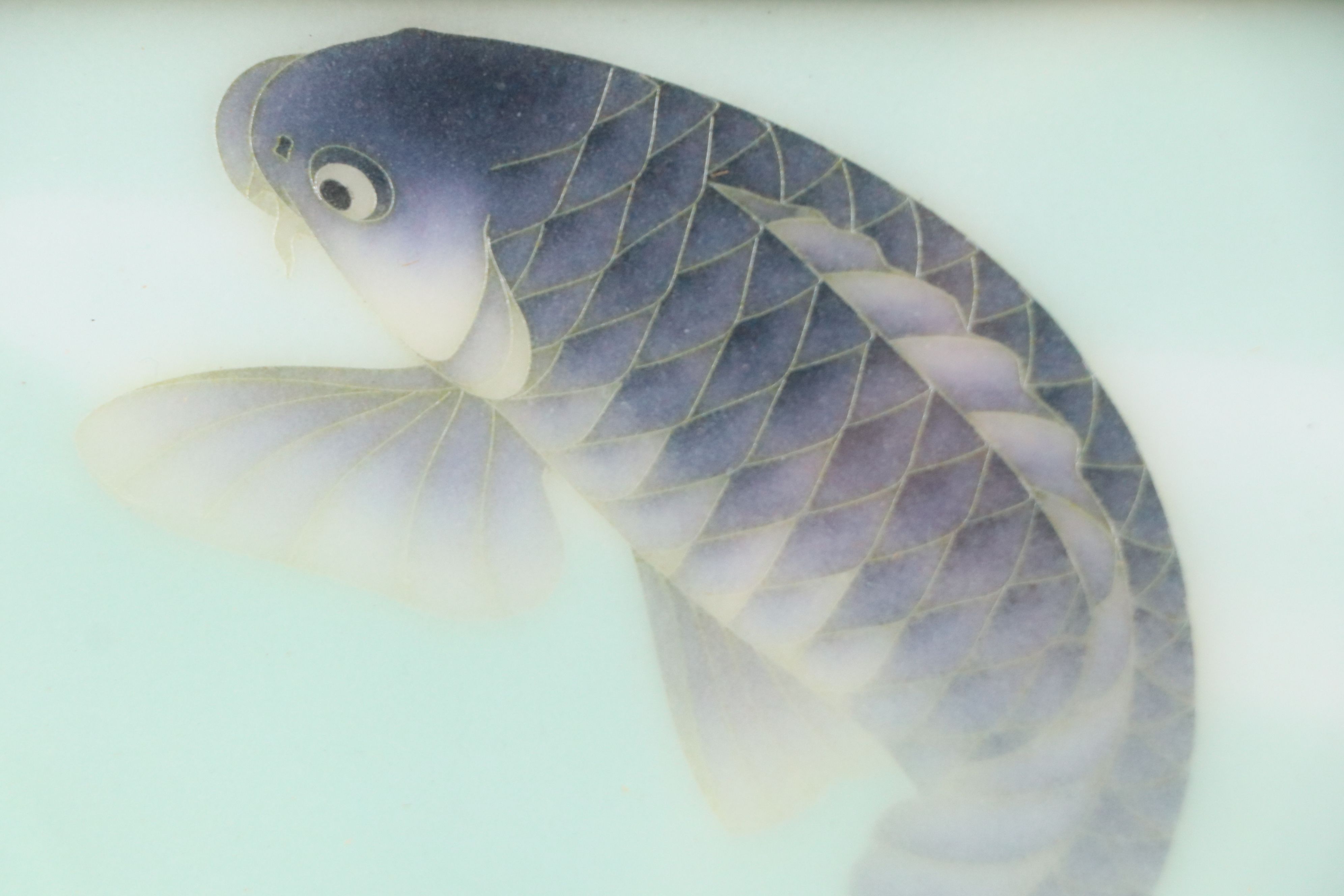 Japanese Cloisonné Enameled Plaque with Swimming Carp, Late 20th Century