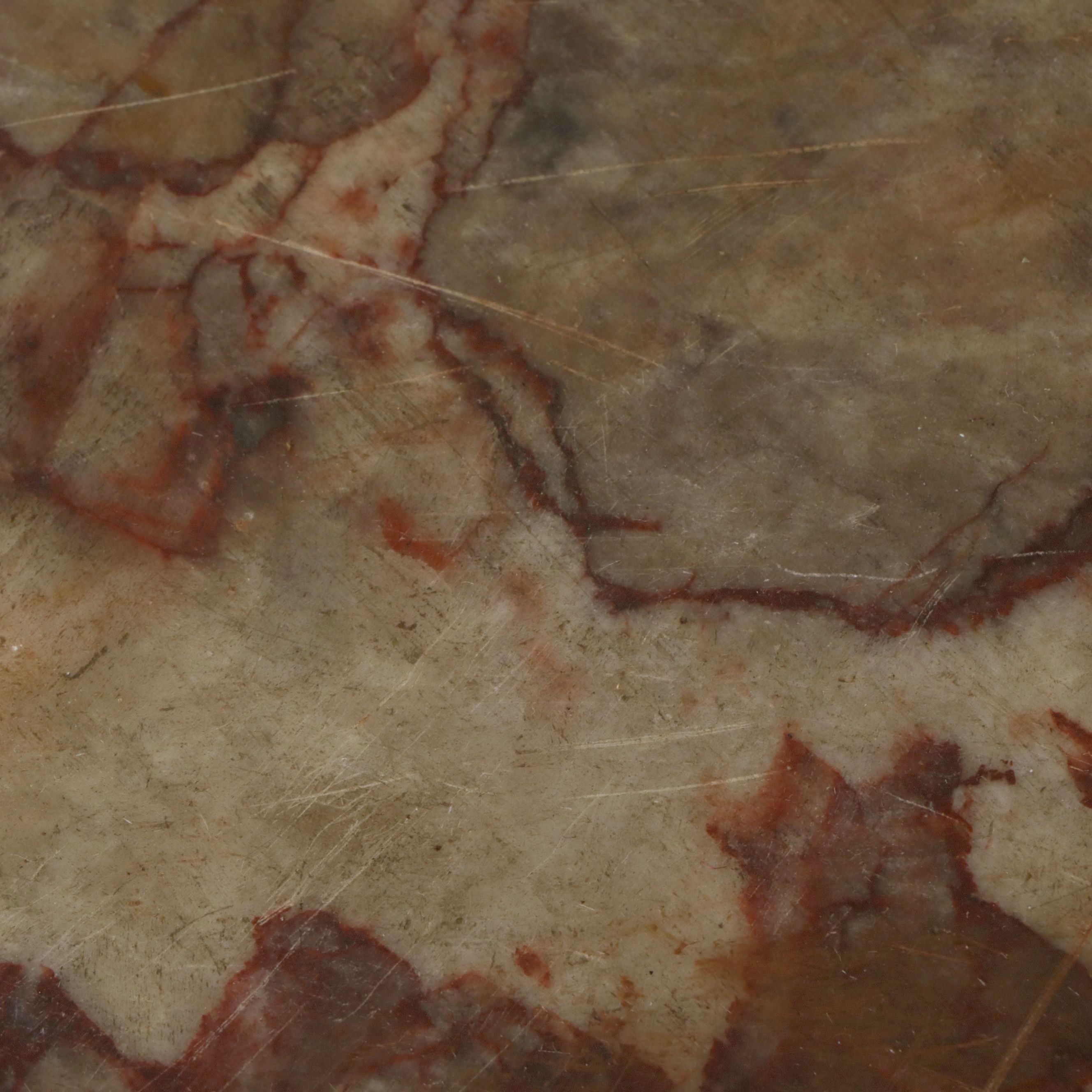 Chinese Carved Hardwood Hexagonal Pedestal Stand with Marble Inset