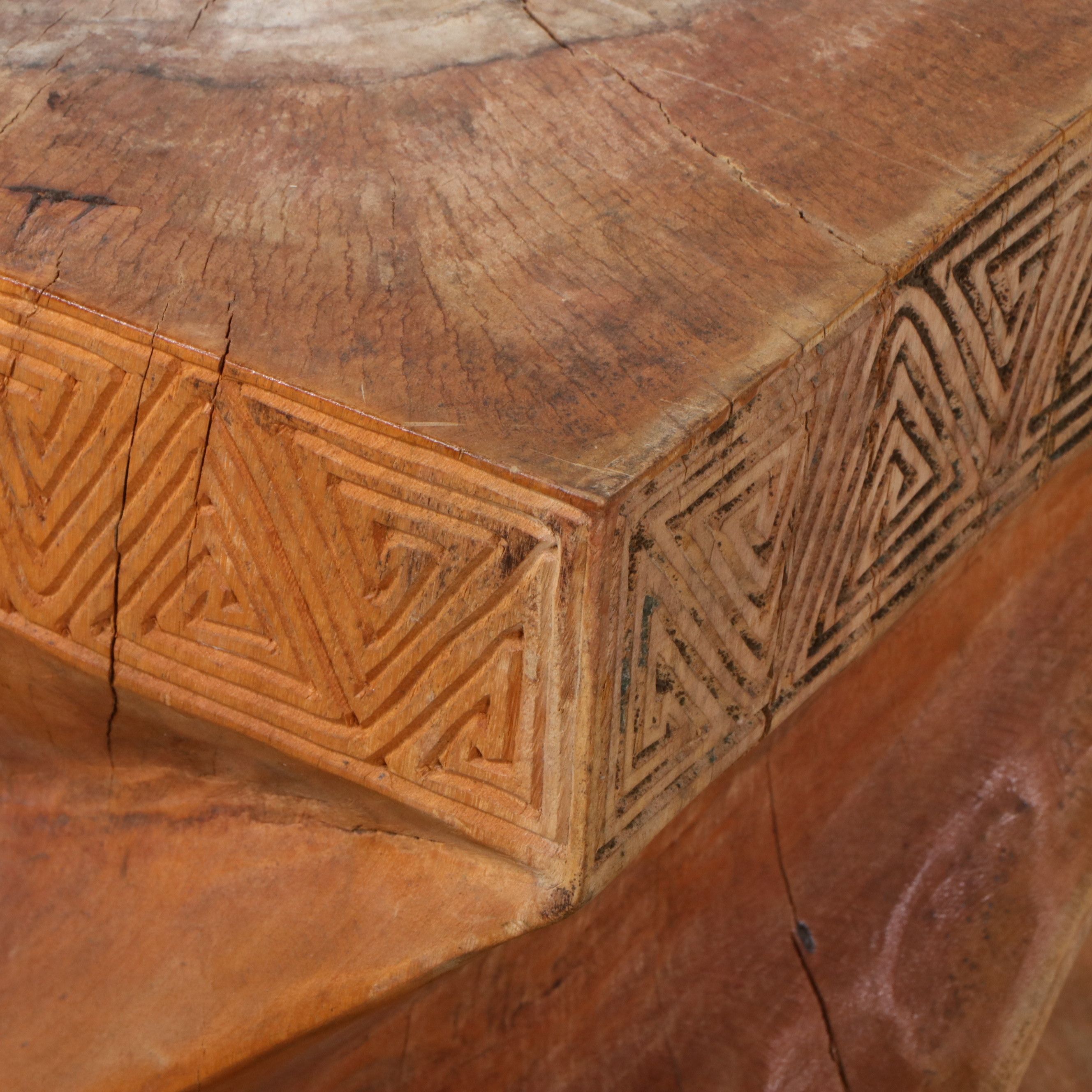 Indonesian Tribal Dayak Style "Aso" Double Dragon Pedestal Table