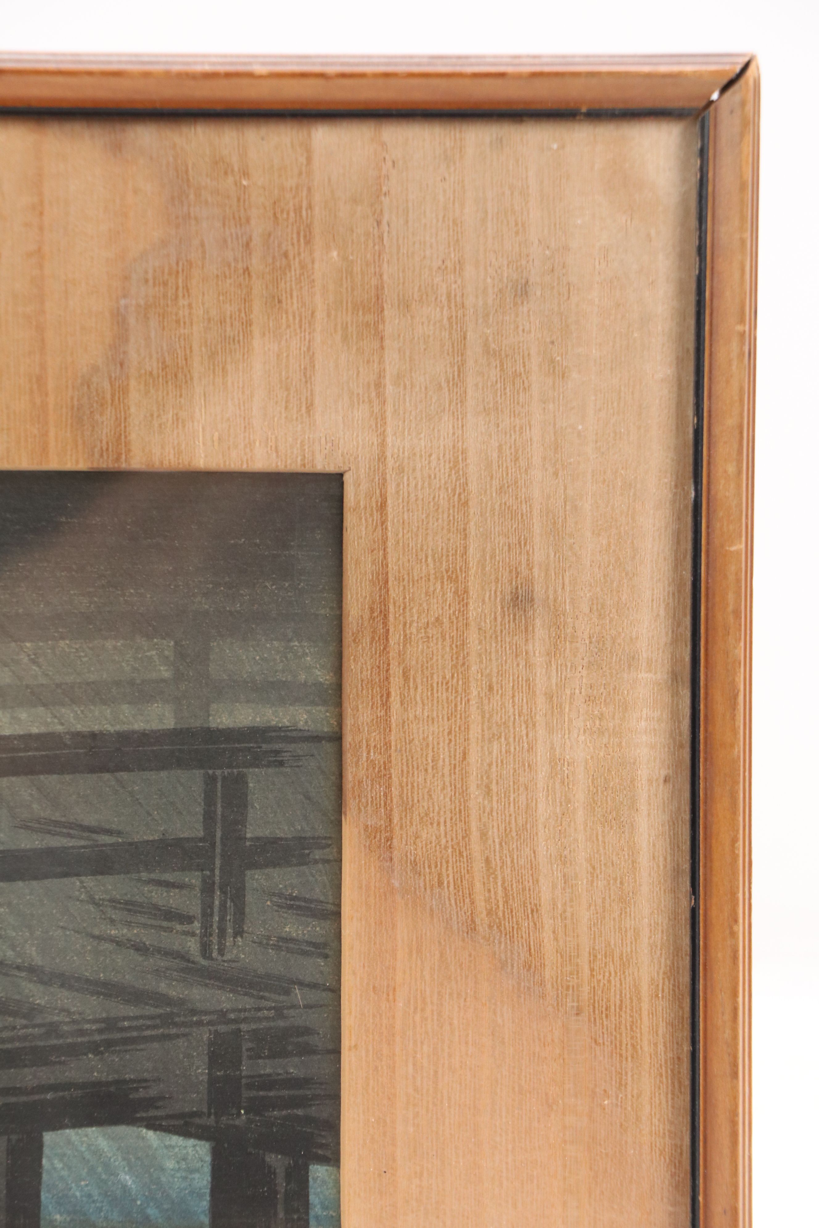 Attrib. Takahashi Shōtei Shin Hanga Woodblock "Rain on Izumi Bridge," Circa 1930