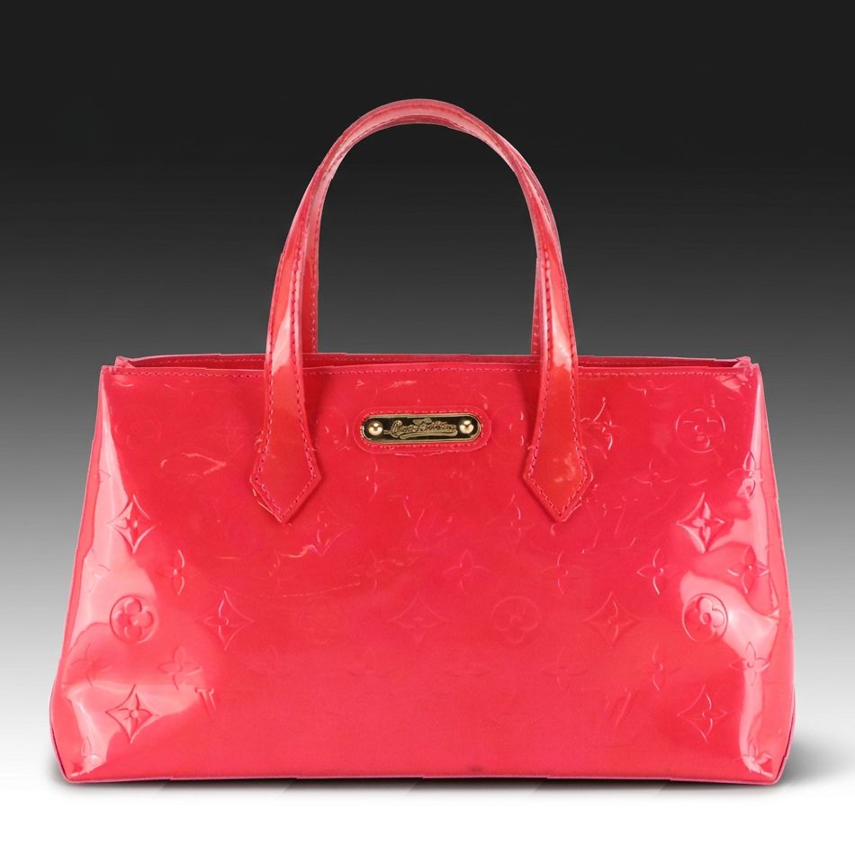 Louis Vuitton Wilshire Handbag in Bright Pink Monogram Vernis Leather