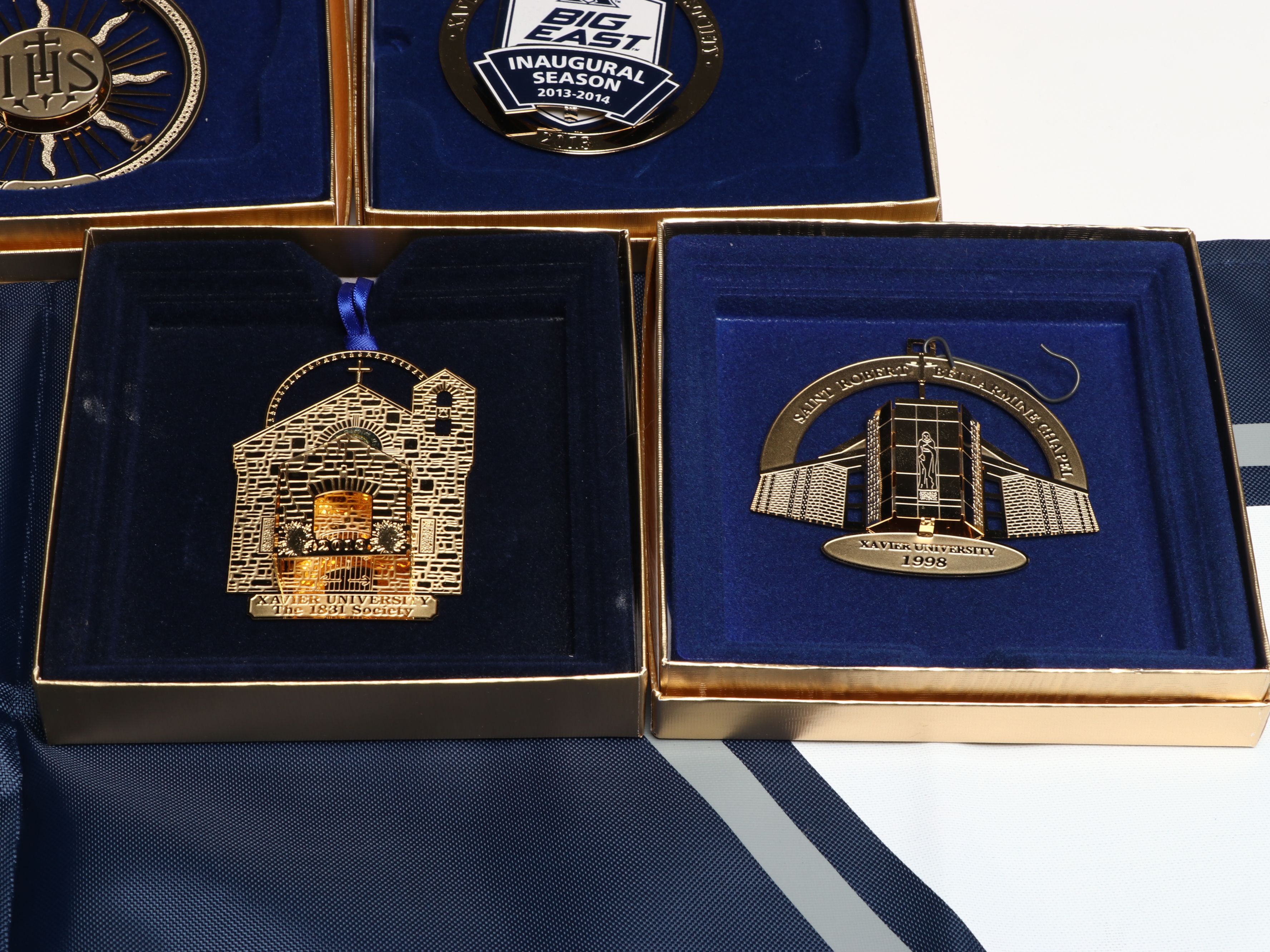 Xavier University Ornaments with Flag and Bobbleheads