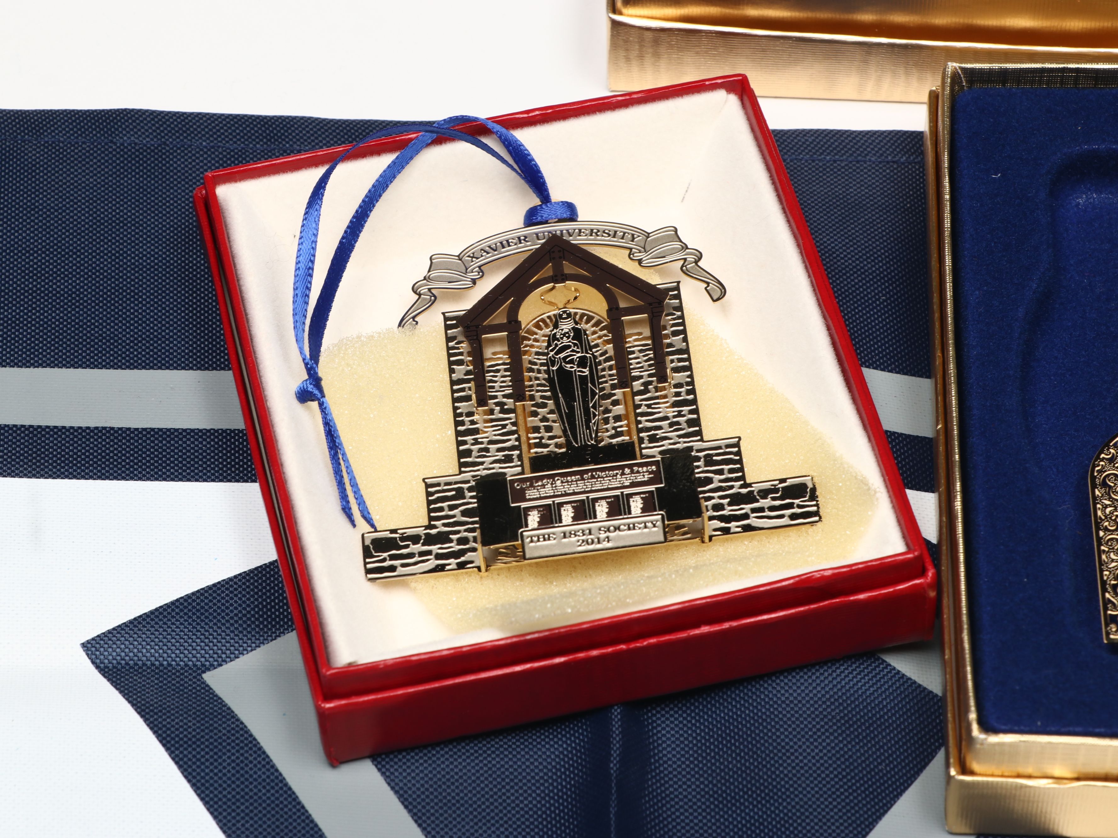 Xavier University Ornaments with Flag and Bobbleheads