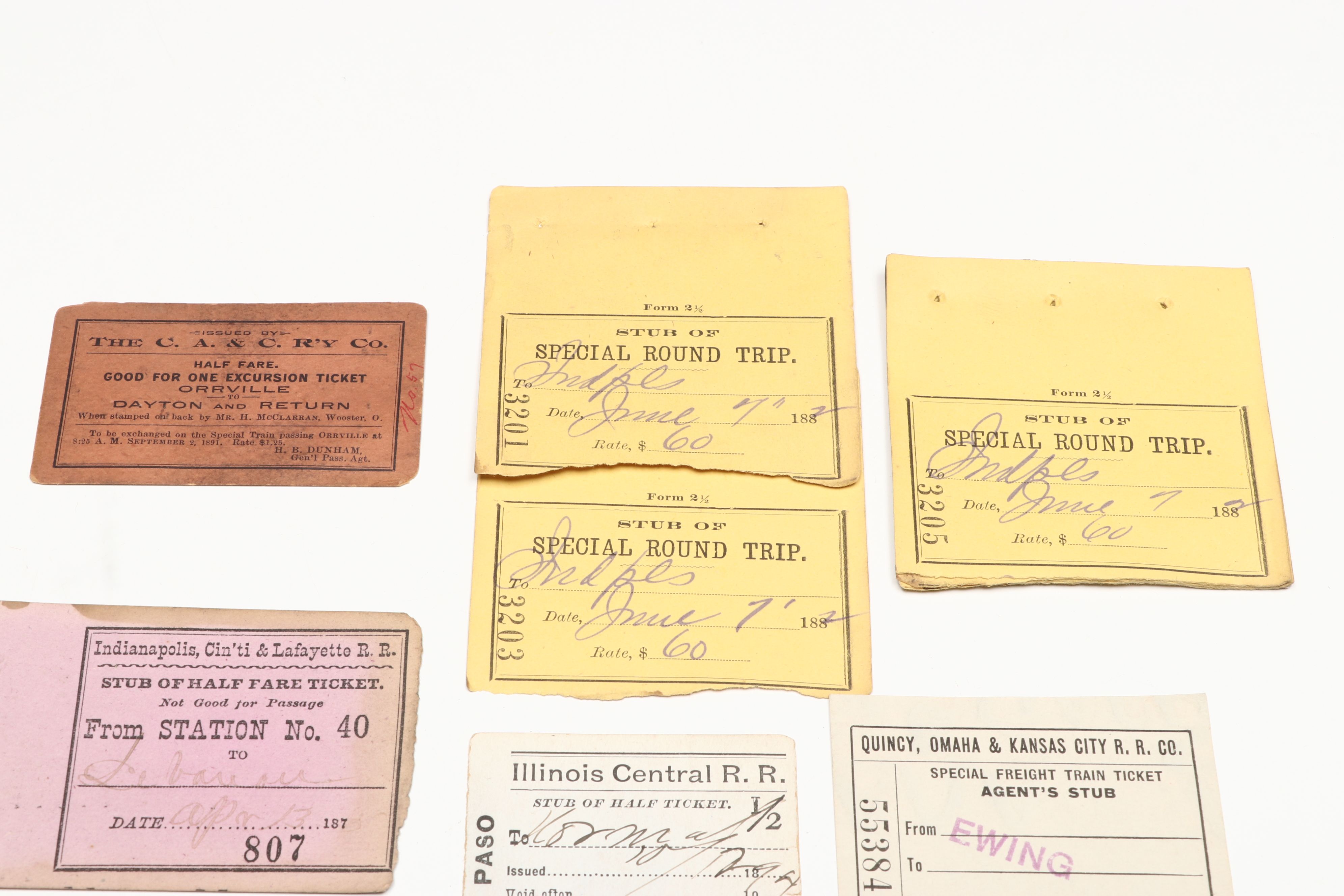 Painted Wood Compartment Box with Railroad Ticket Stubs, 1870s-1970s