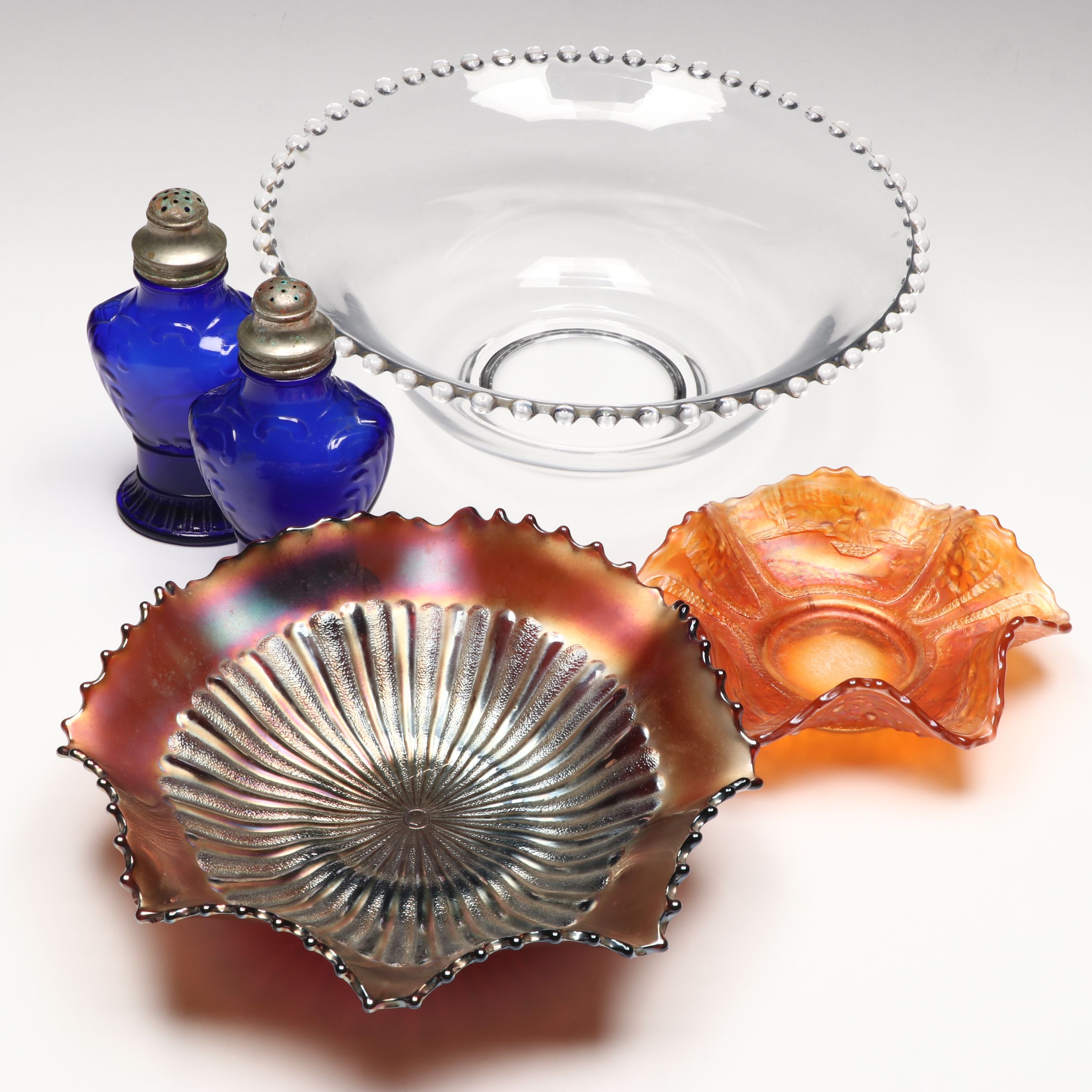 Northwood "Stippled Rays" and Fenton "Sail Boats" Carnival Glass Bowls and More