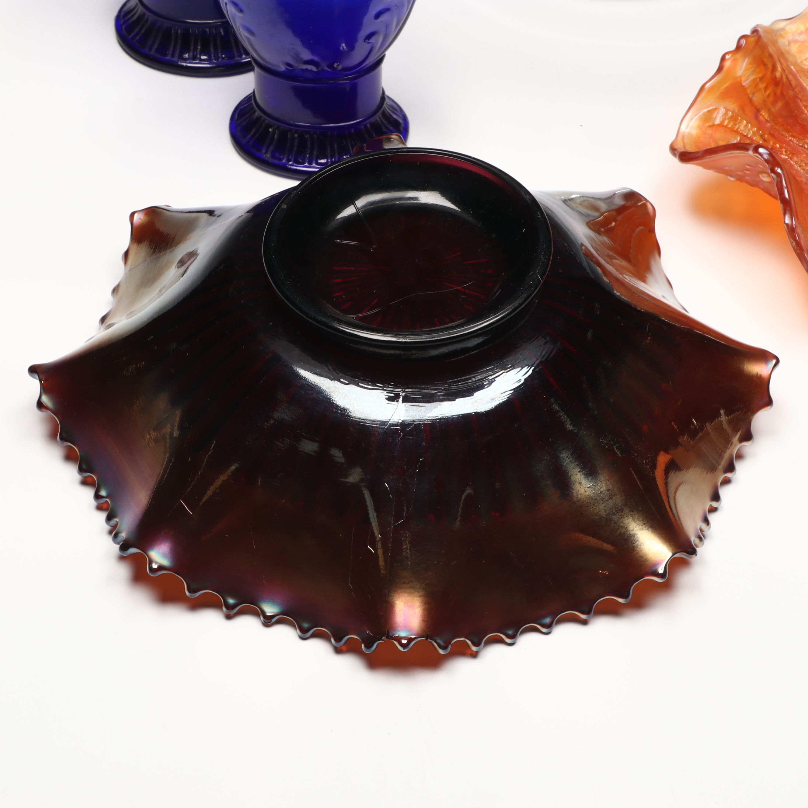 Northwood "Stippled Rays" and Fenton "Sail Boats" Carnival Glass Bowls and More