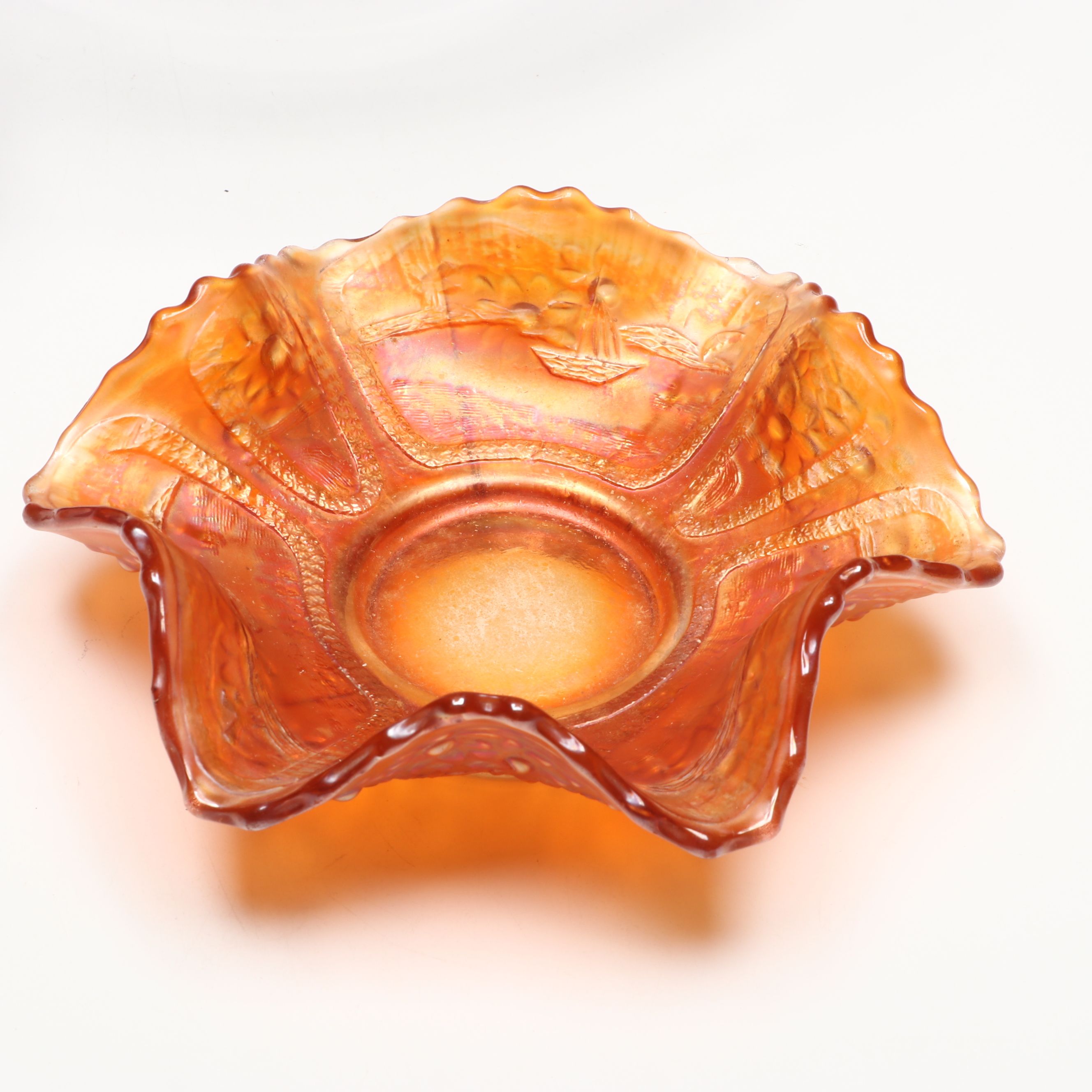 Northwood "Stippled Rays" and Fenton "Sail Boats" Carnival Glass Bowls and More