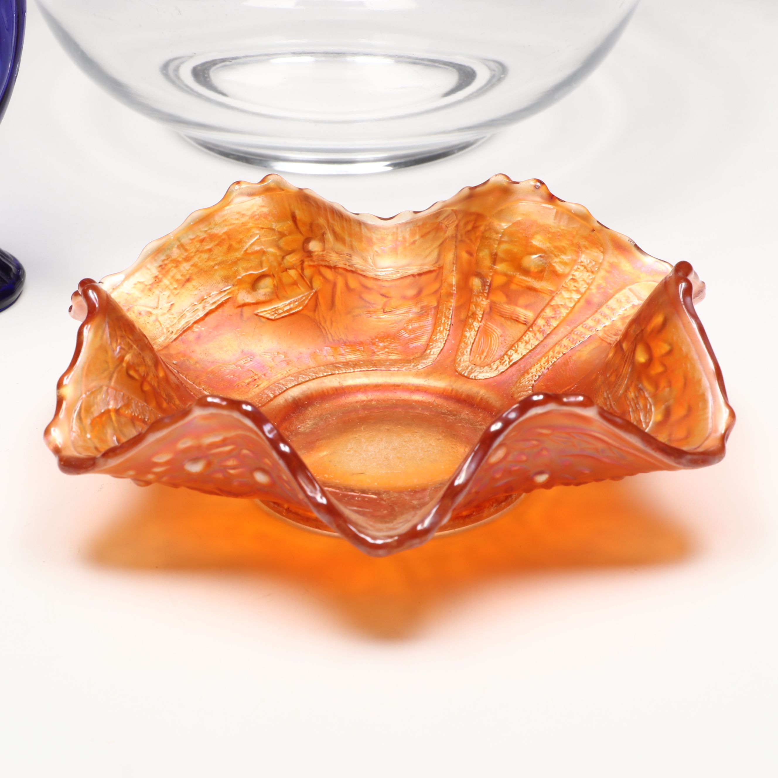 Northwood "Stippled Rays" and Fenton "Sail Boats" Carnival Glass Bowls and More