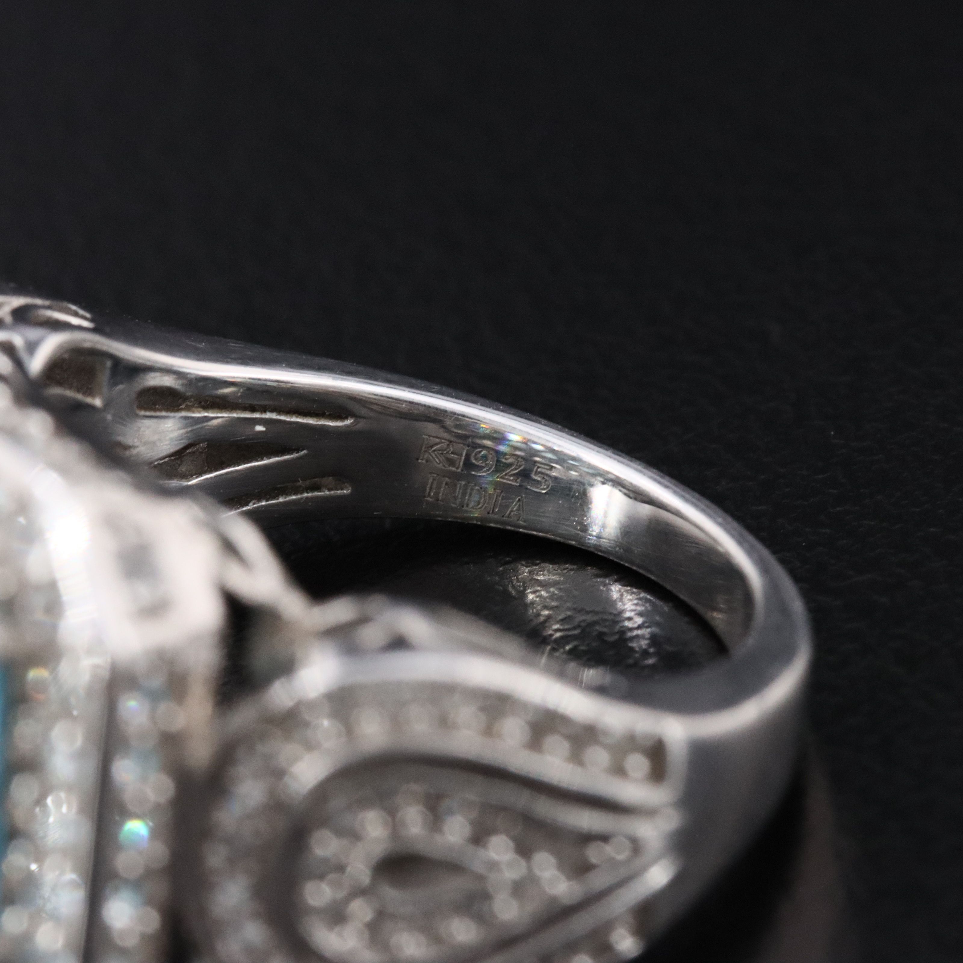 Sterling Blue Topaz and White Zircon Ring