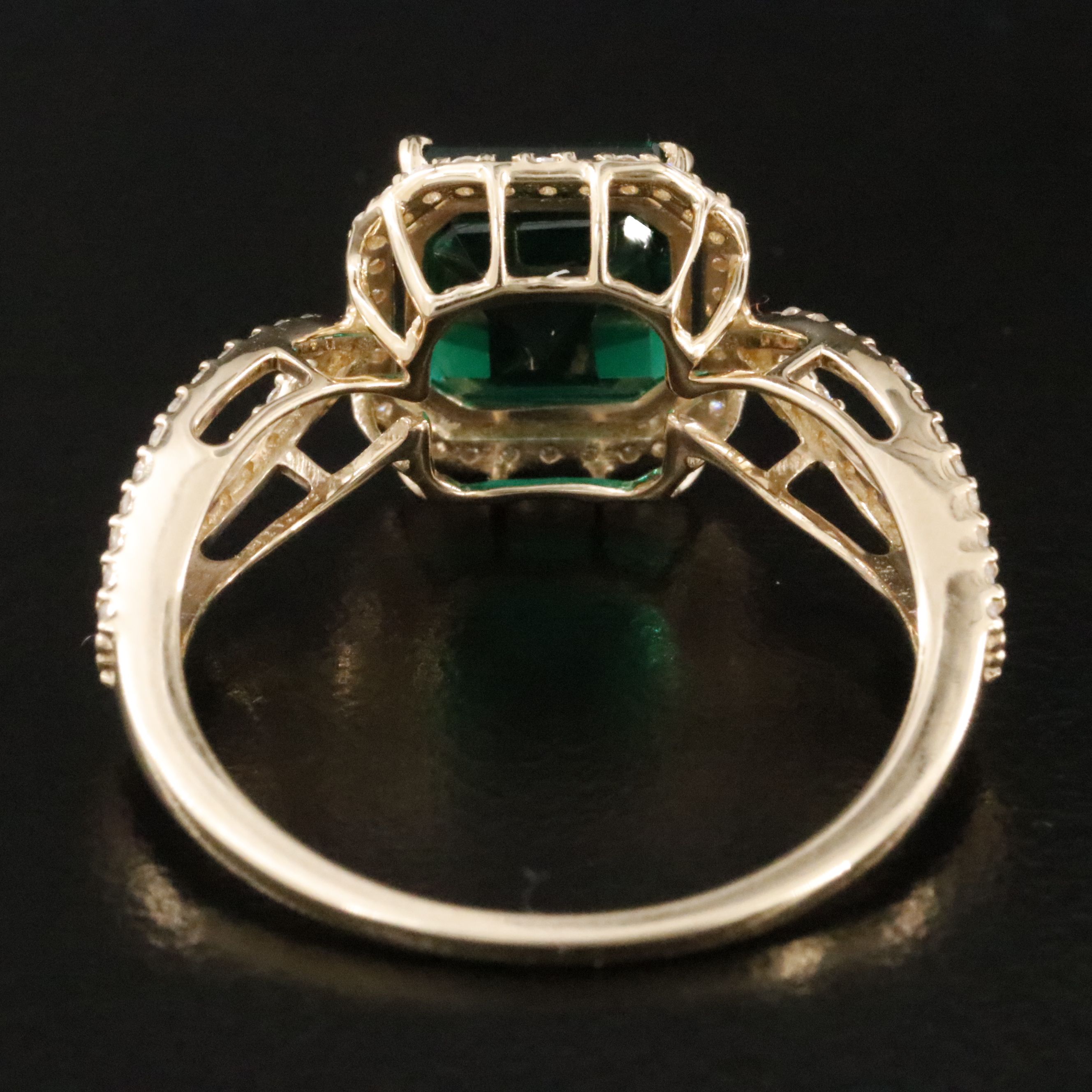 14K 2.03 CT Lab Grown Emerald and Moissanite Ring