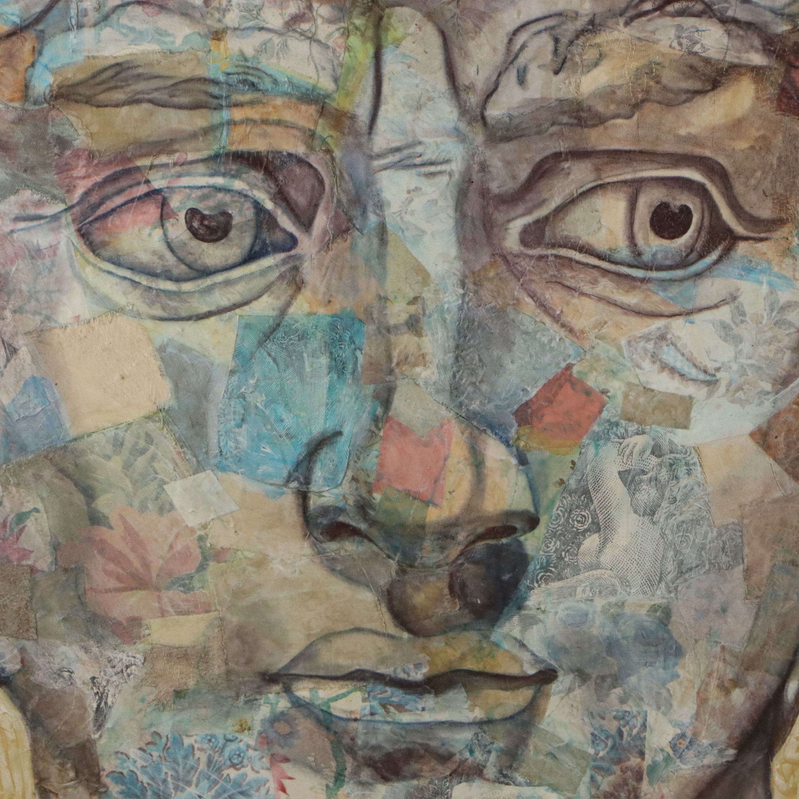 Bressler Mixed Media Painting of Head of David, 1987