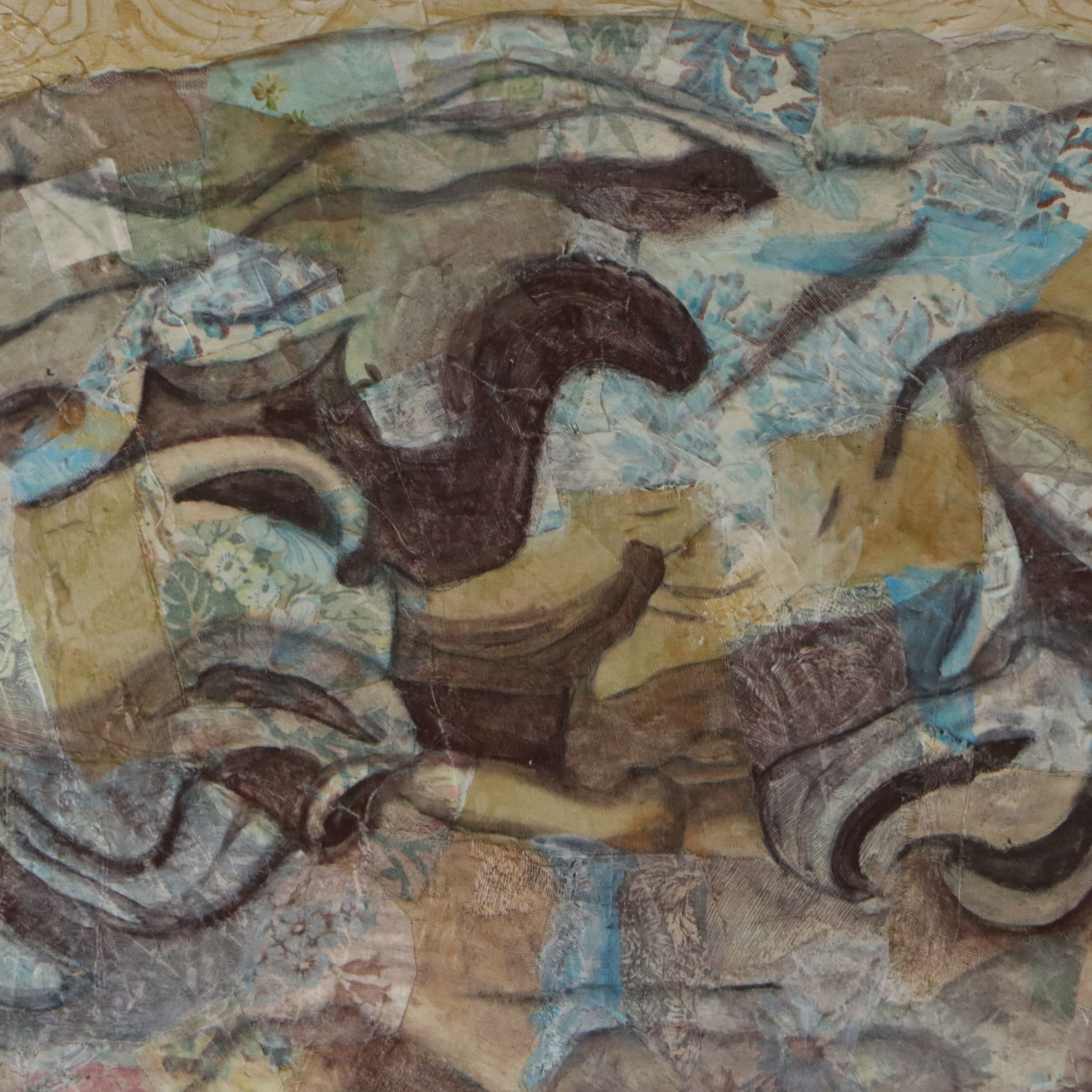 Bressler Mixed Media Painting of Head of David, 1987