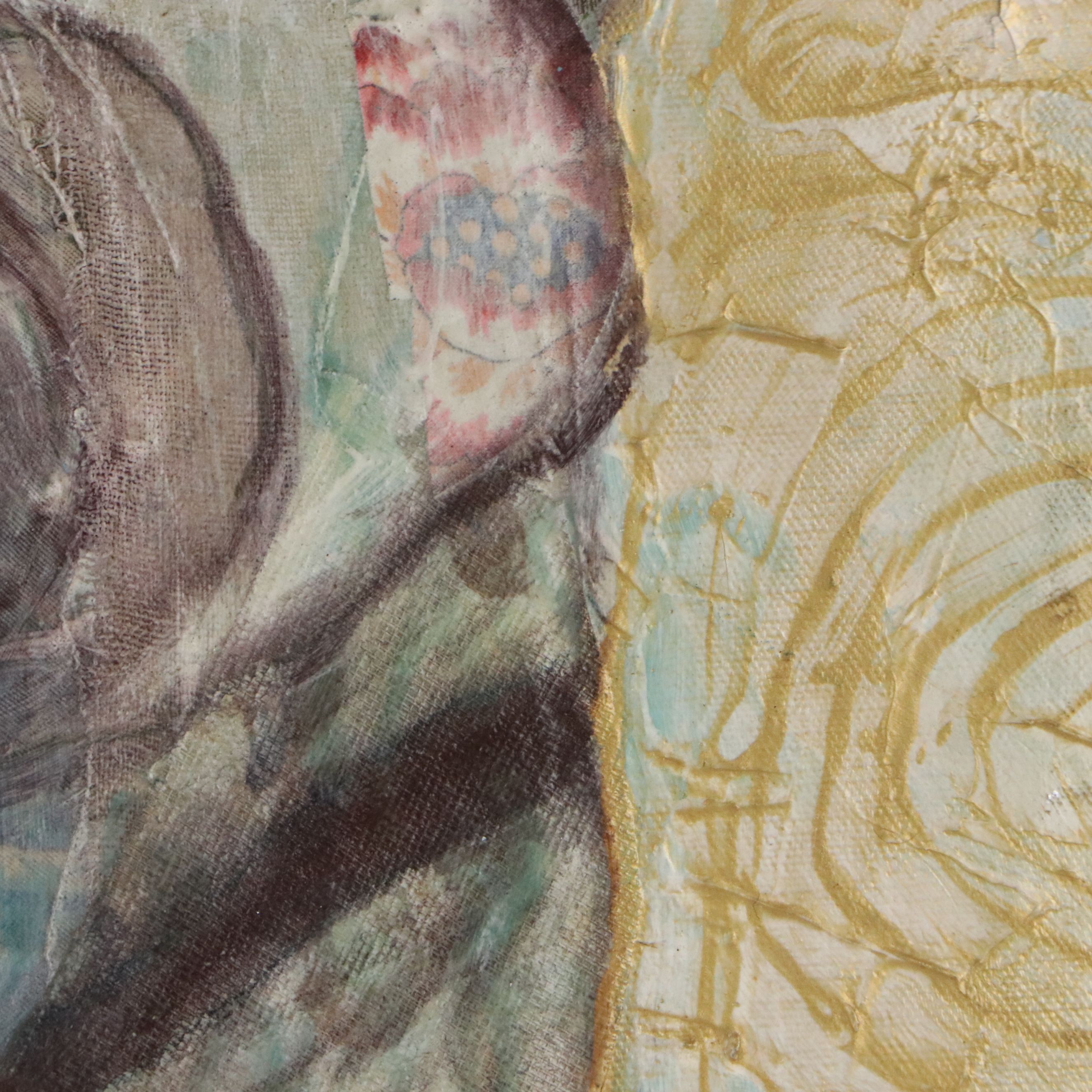 Bressler Mixed Media Painting of Head of David, 1987