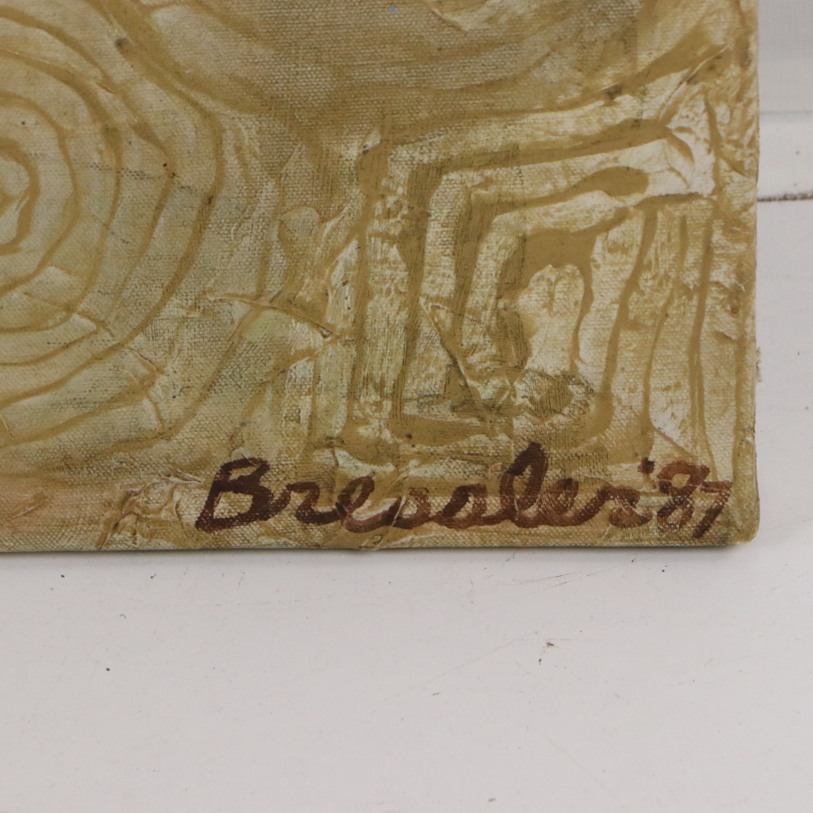 Bressler Mixed Media Painting of Head of David, 1987