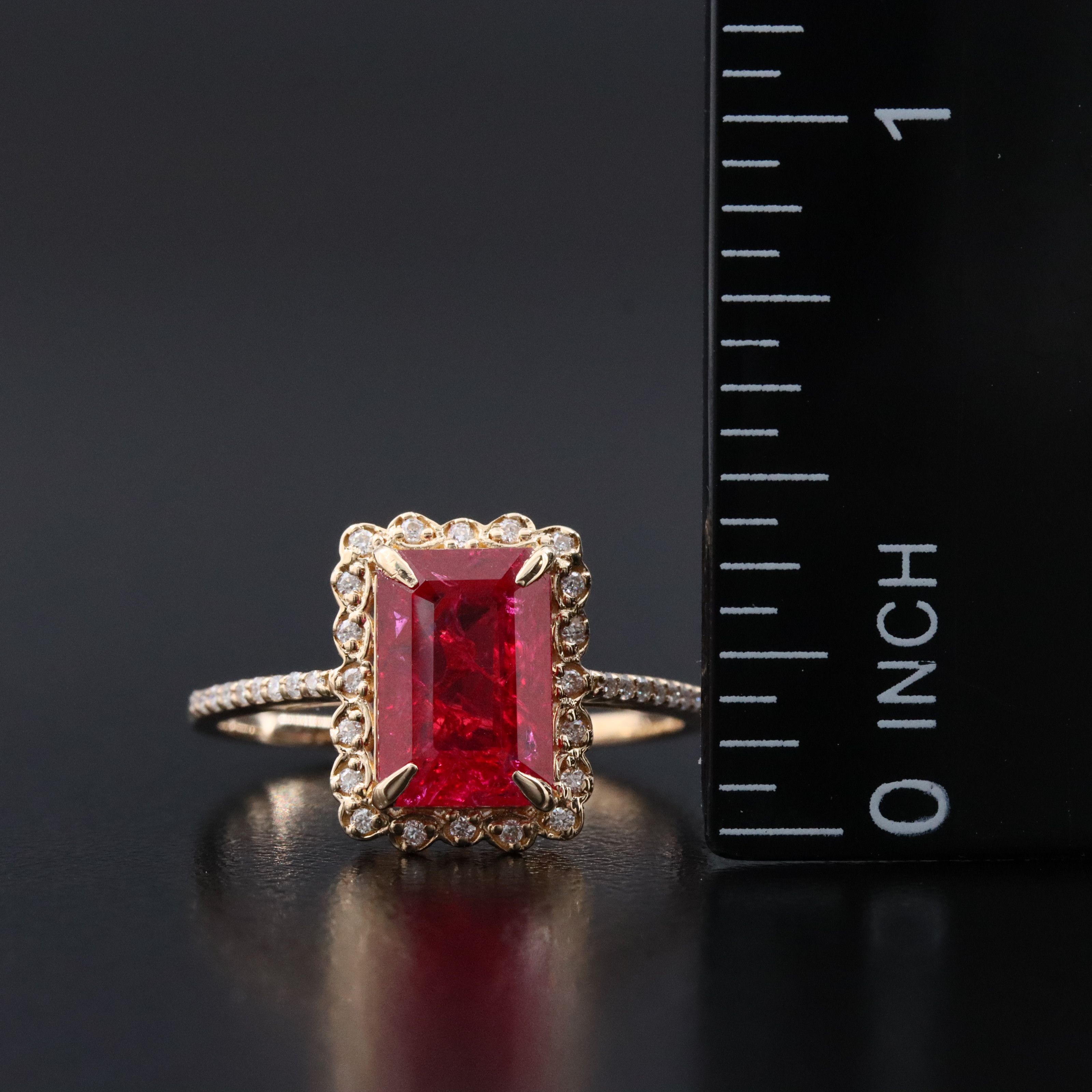14K 2.53 CT Lab Grown Ruby and Moissanite Ring