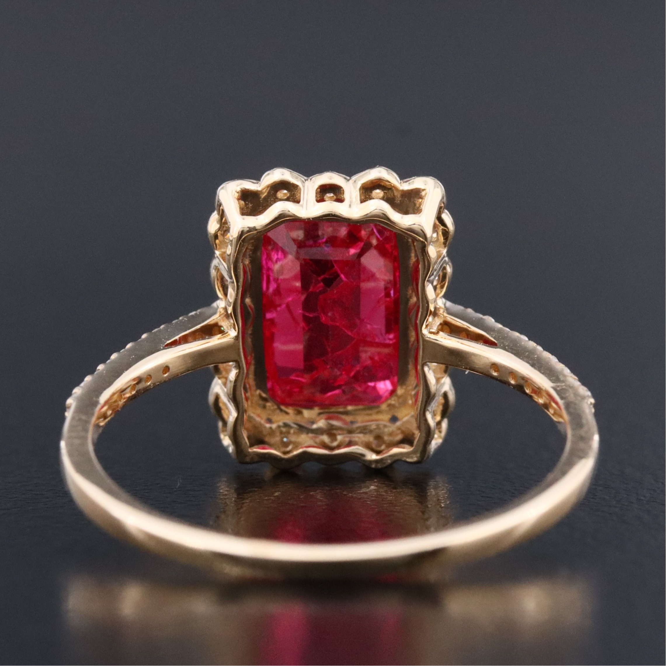 14K 2.53 CT Lab Grown Ruby and Moissanite Ring