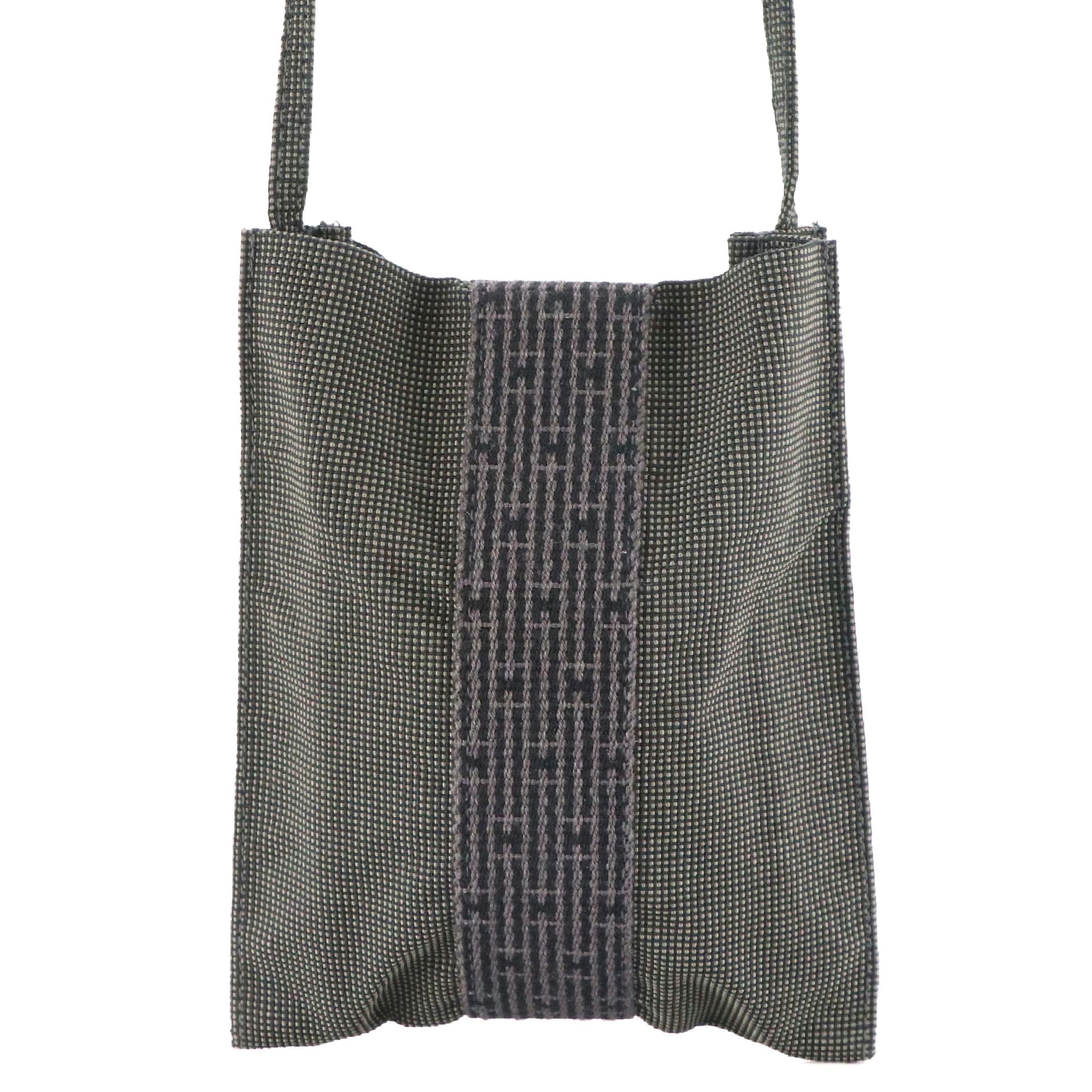 Hermès Herline Crossbody Bag in Grey/Black Nylon Canvas
