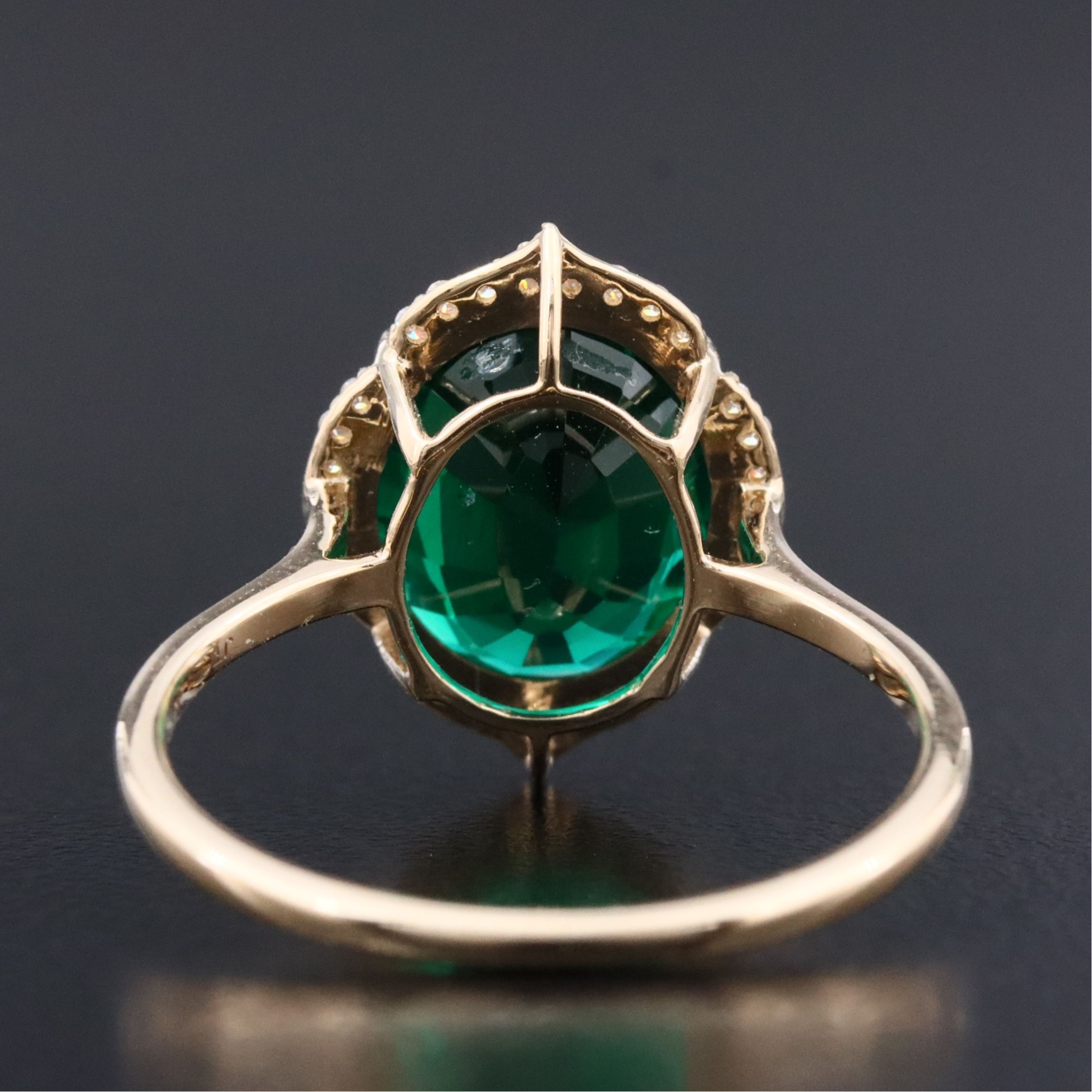 14K 2.60 CT Lab Grown Emerald and Moissanite Ring
