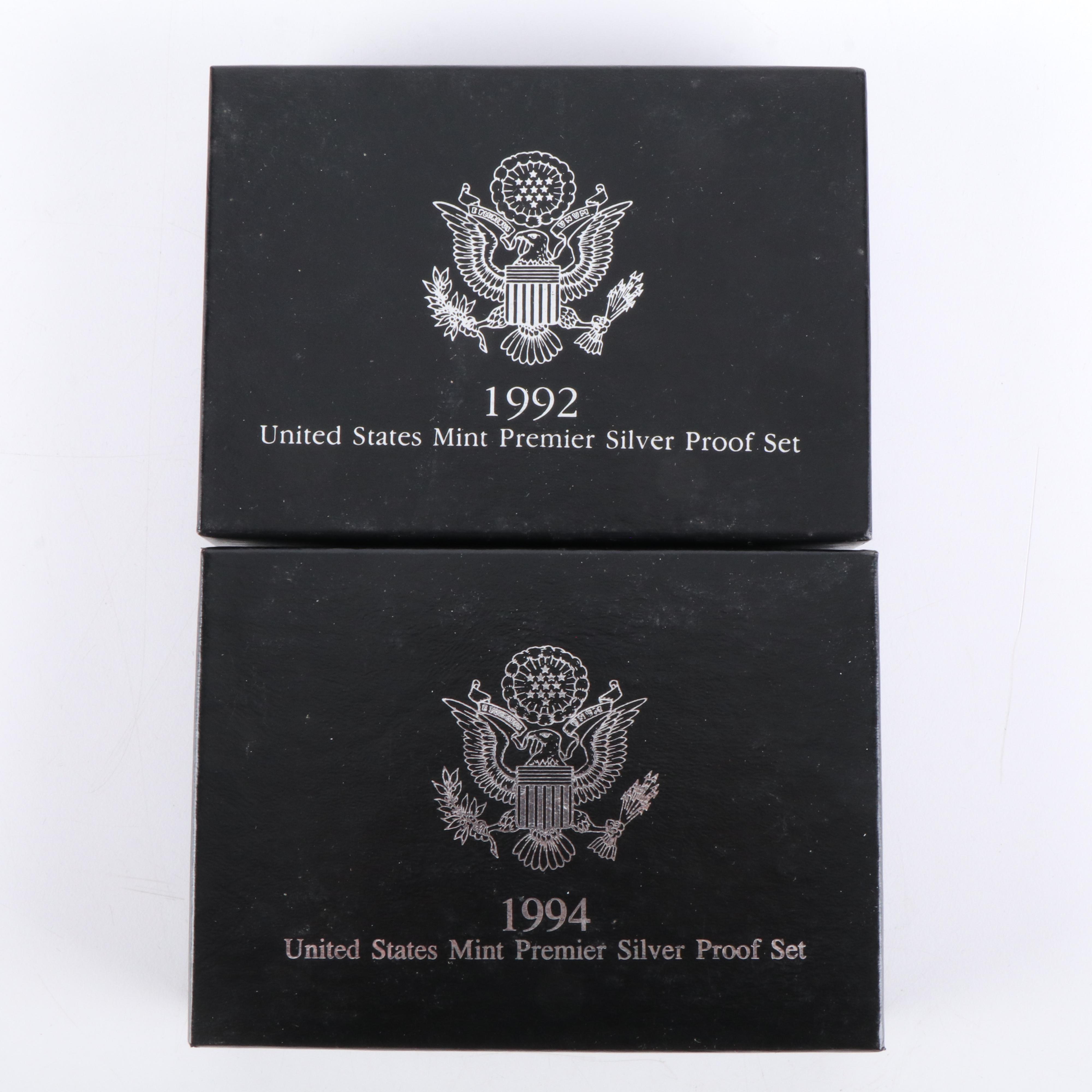 Two Modern Premier Silver Proof Sets 1992 and 1994