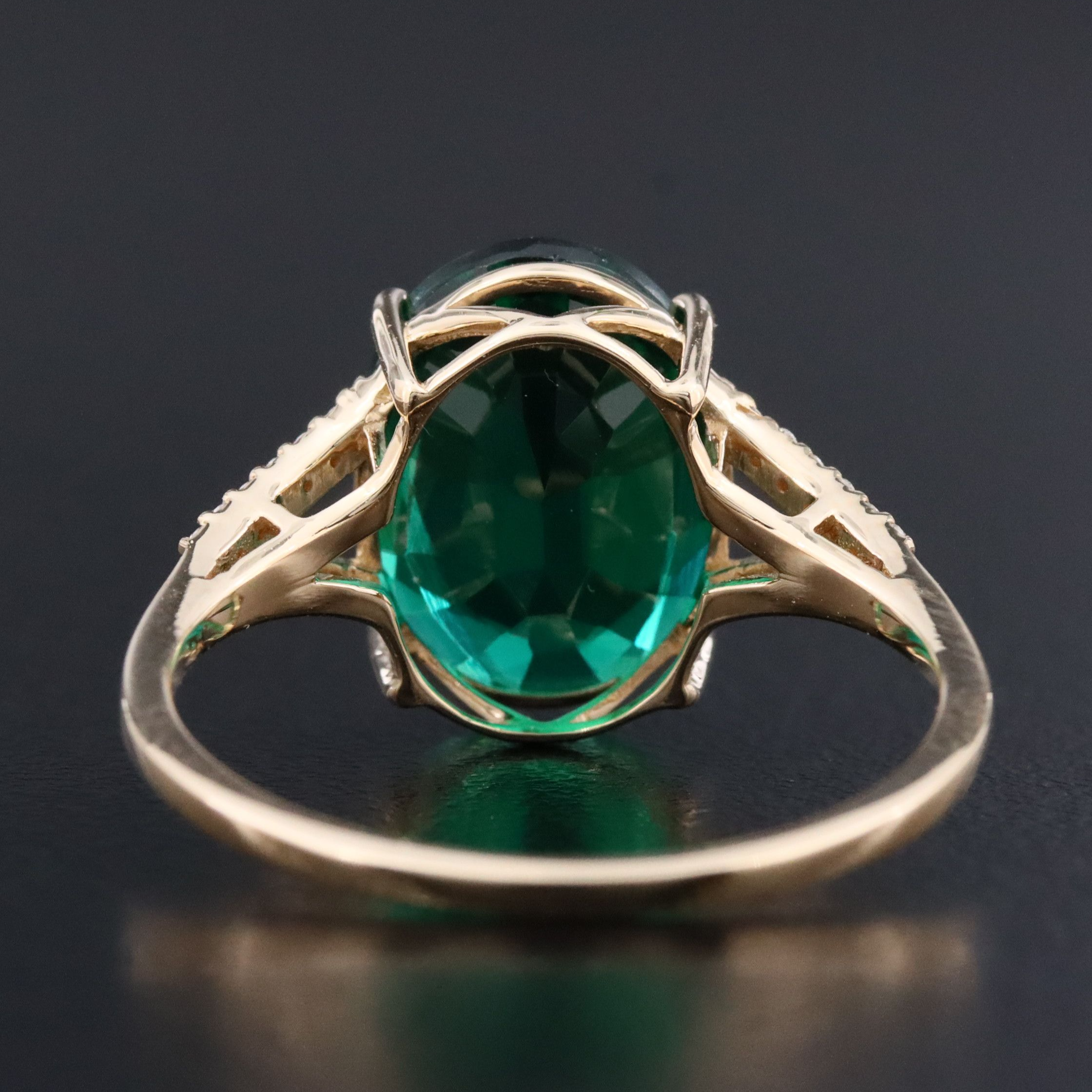 14K 2.90 CT Lab Grown Emerald and Moissanite Ring