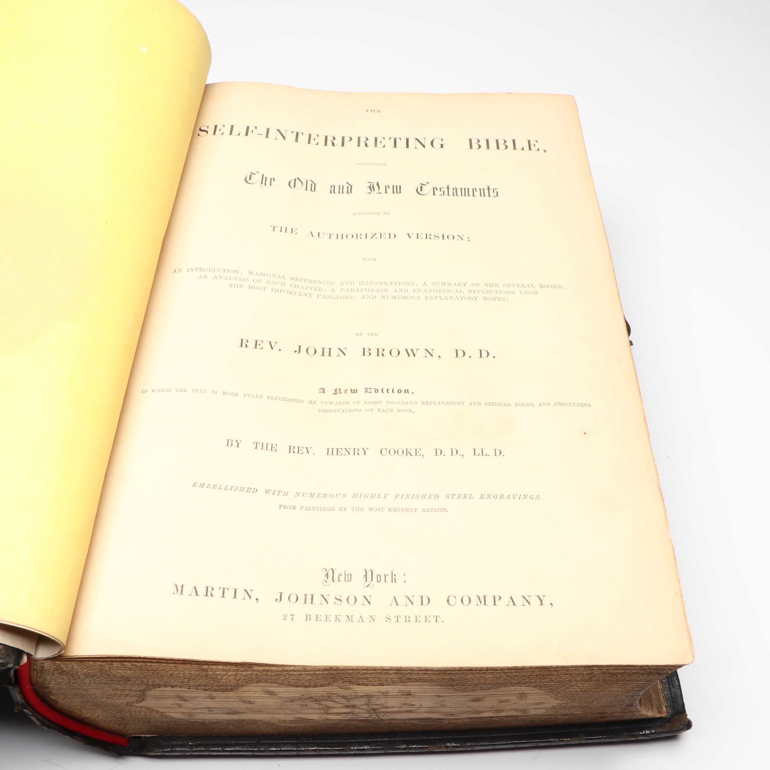Finely Bound Self-Interpreting Bible Introduced by John Brown, Mid-19th Century