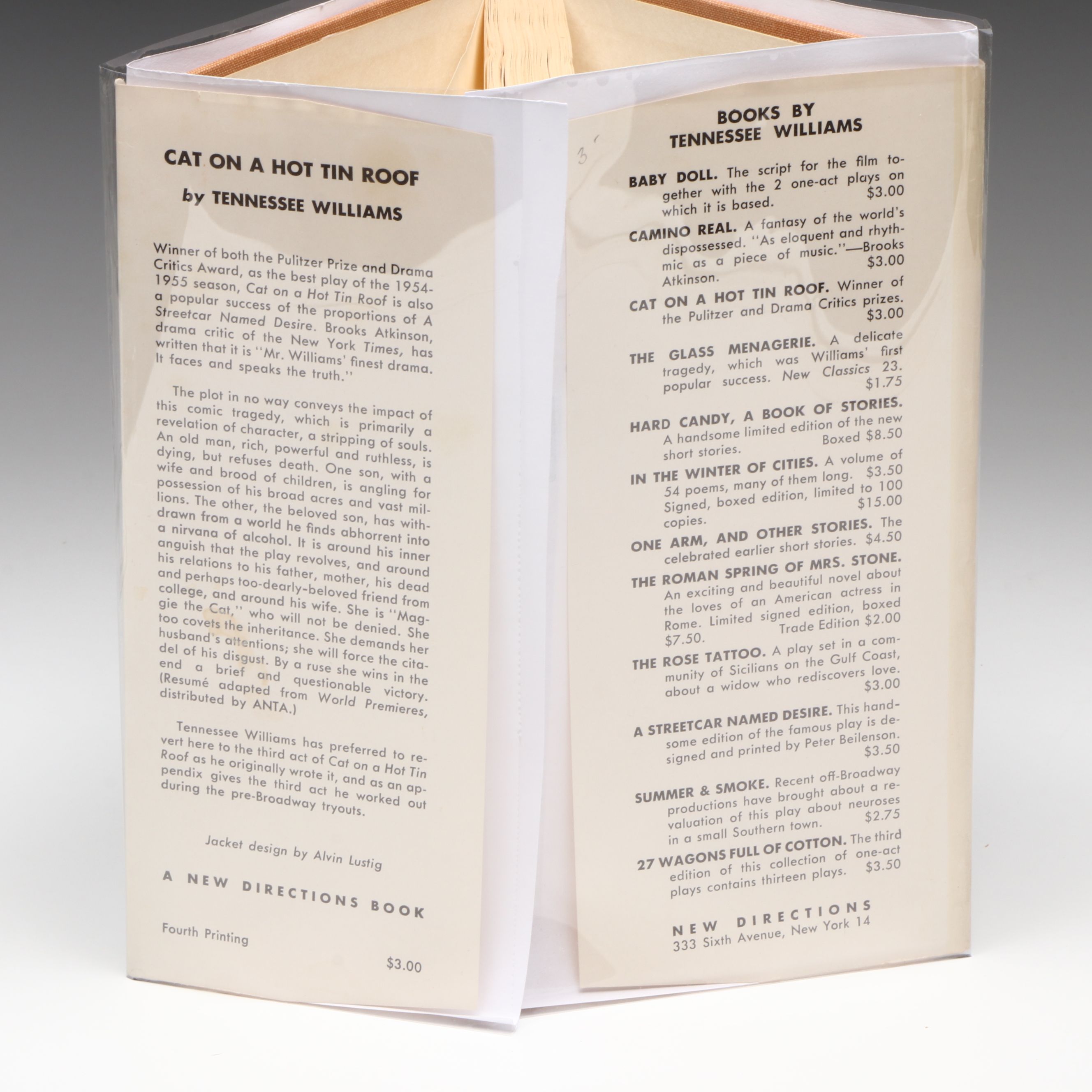 First Edition, Fourth Printing "Cat on a Hot Tin Roof" by Tennessee Williams