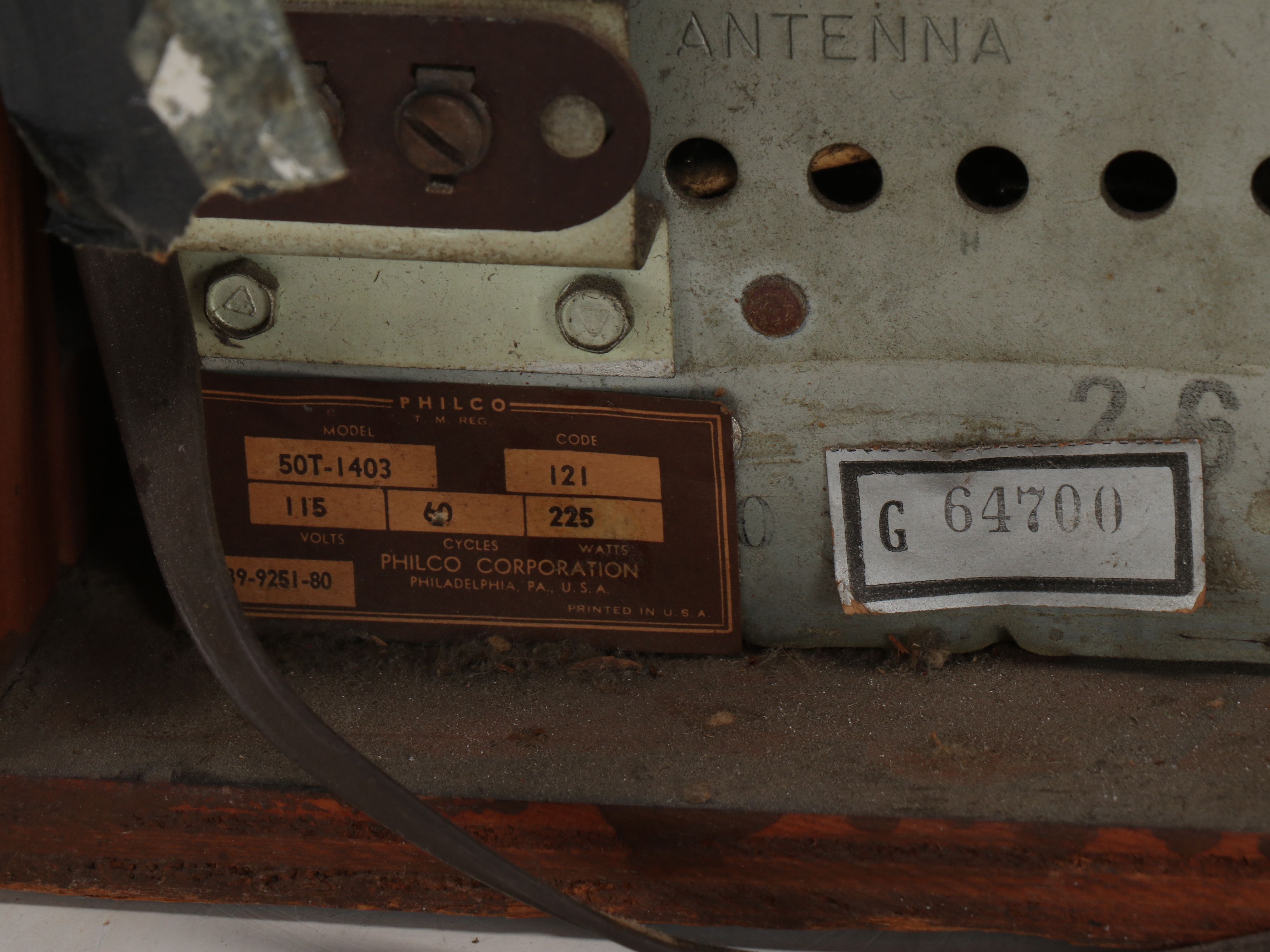 Philco 50T-1403 TV, 1950s