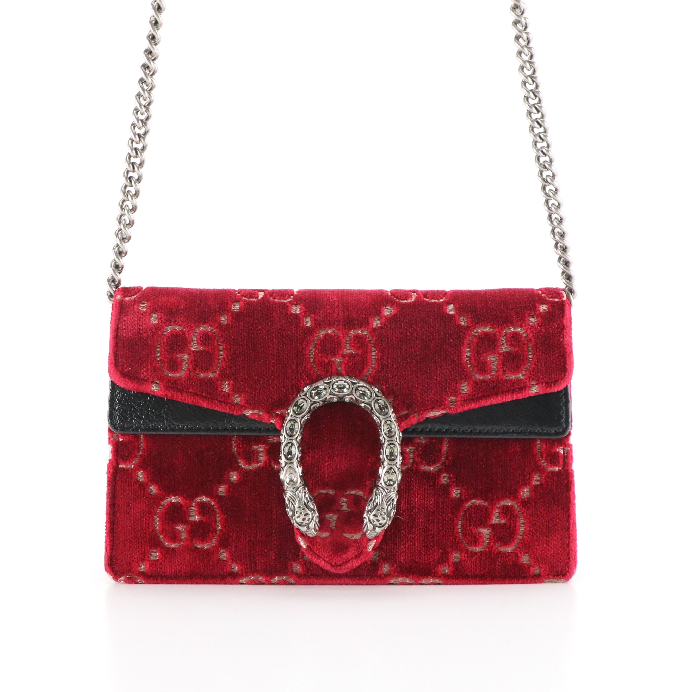 Gucci Crystal Dionysus Mini Bag in Jumbo GG Velvet Jacquard and Leather