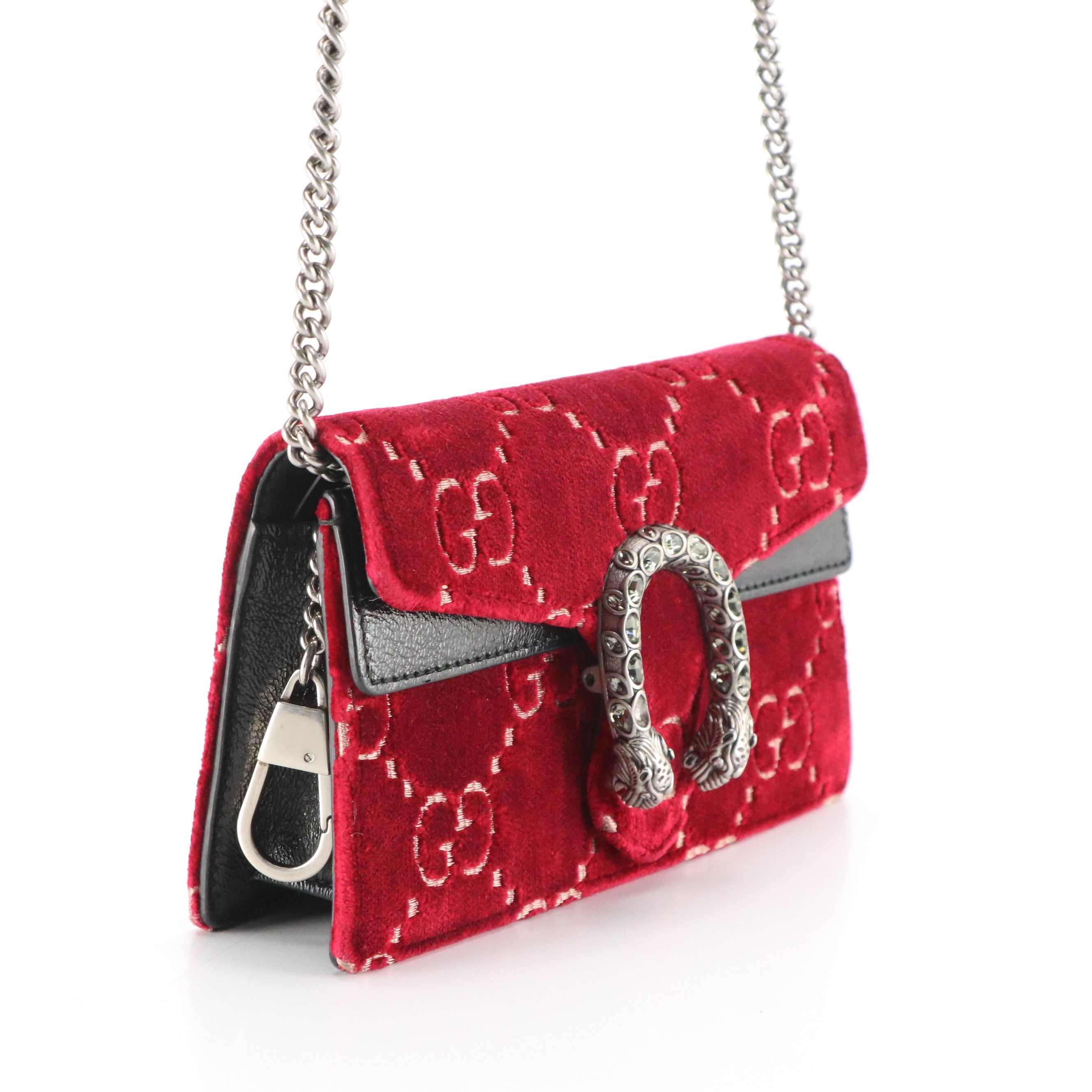 Gucci Crystal Dionysus Mini Bag in Jumbo GG Velvet Jacquard and Leather