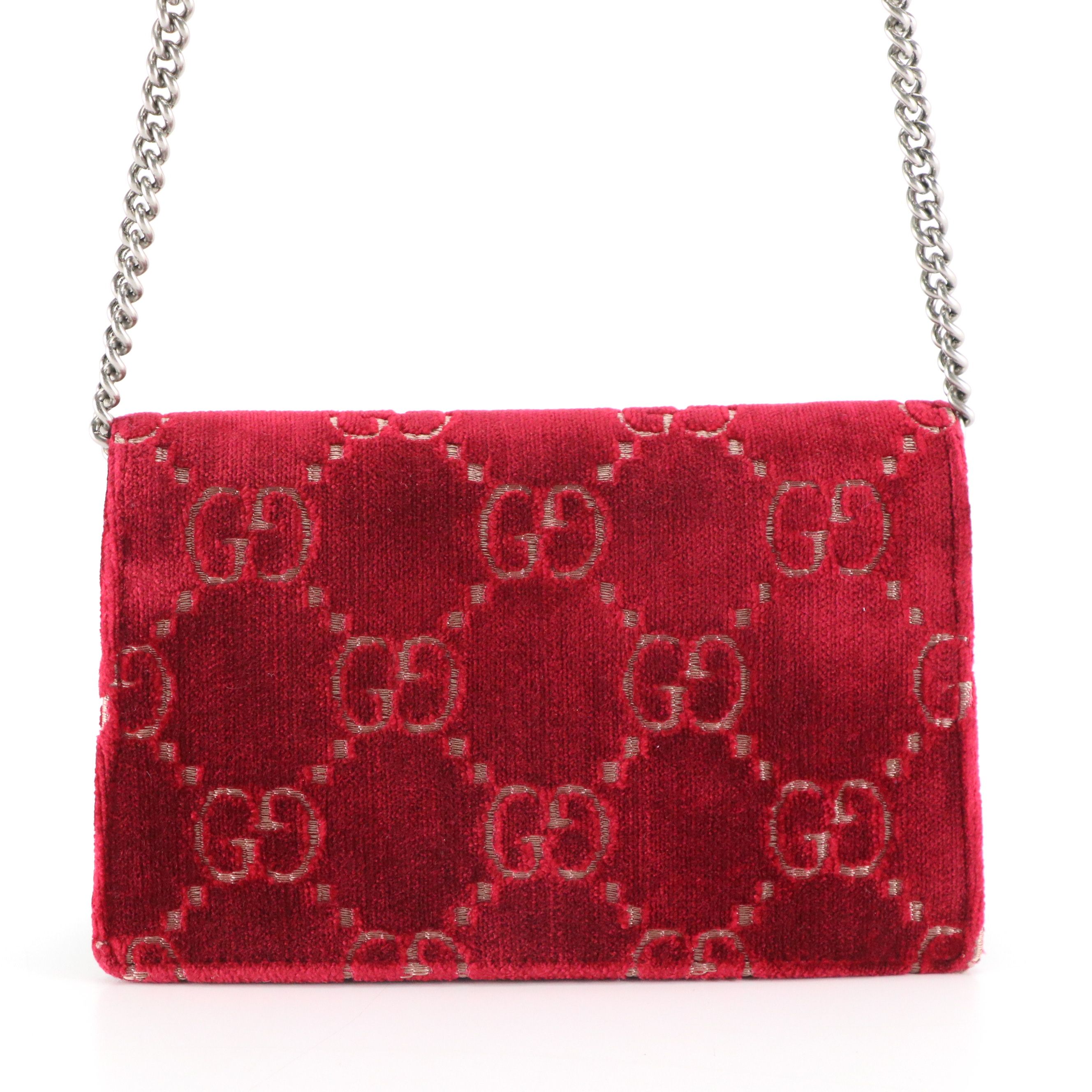 Gucci Crystal Dionysus Mini Bag in Jumbo GG Velvet Jacquard and Leather