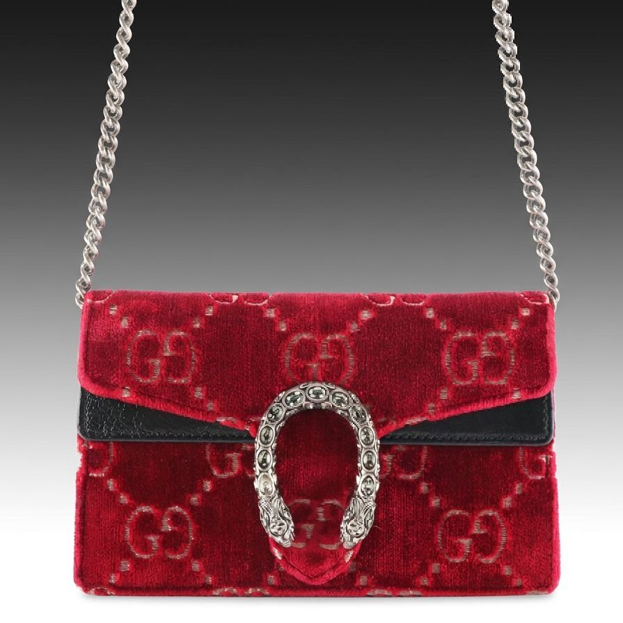 Gucci Crystal Dionysus Mini Bag in Jumbo GG Velvet Jacquard and Leather