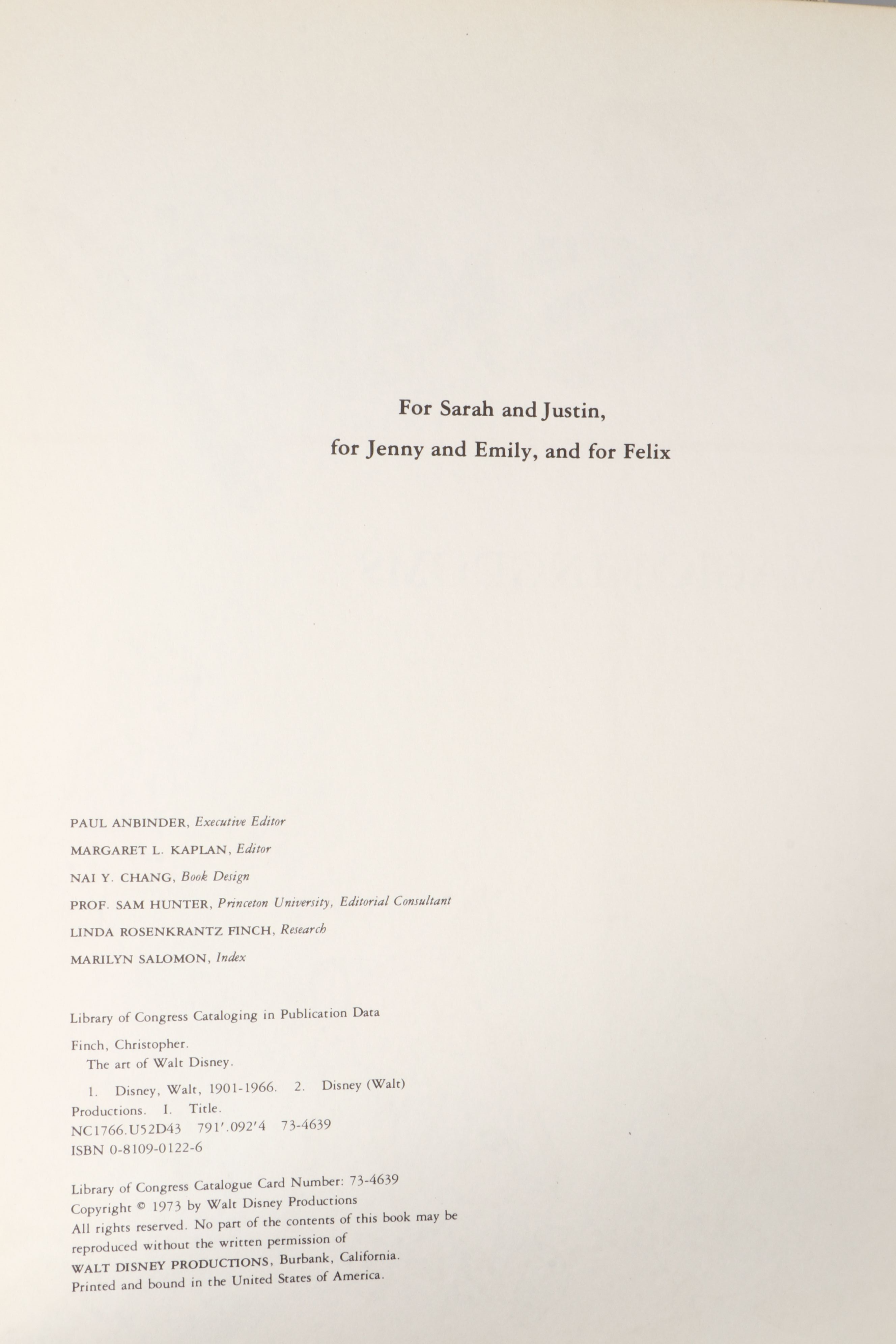 First Edition "The Art of Walt Disney" by Christopher Finch, 1973