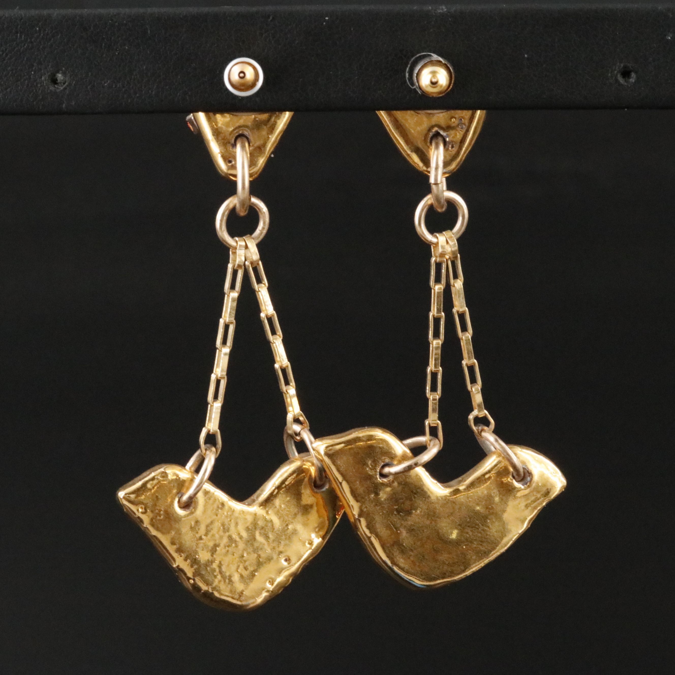 Attributed to Sonia Boyajian Rhinestone and Ceramic Drop Earrings