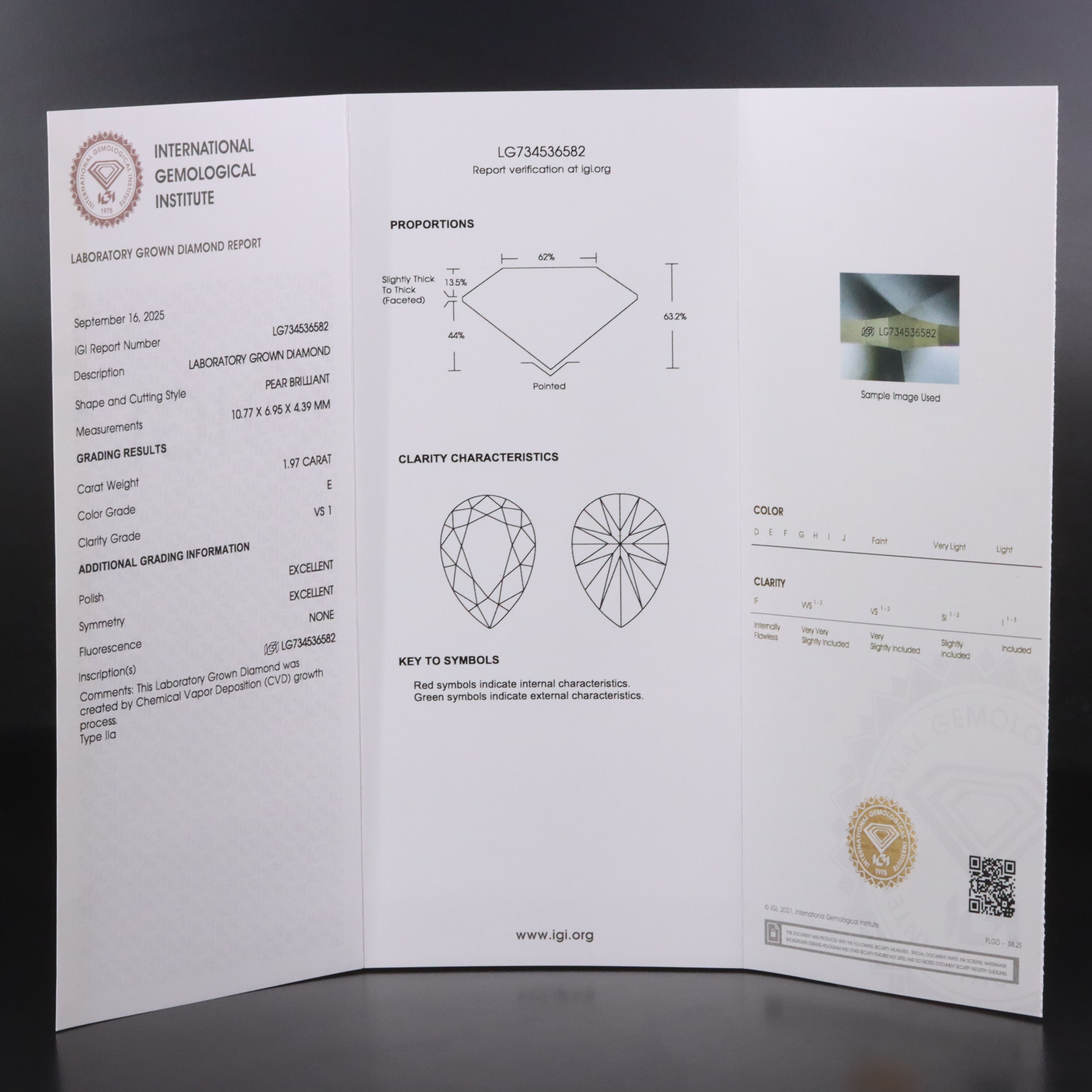 Platinum 1.97 CT Lab Grown Diamond Solitaire Ring with IGI report