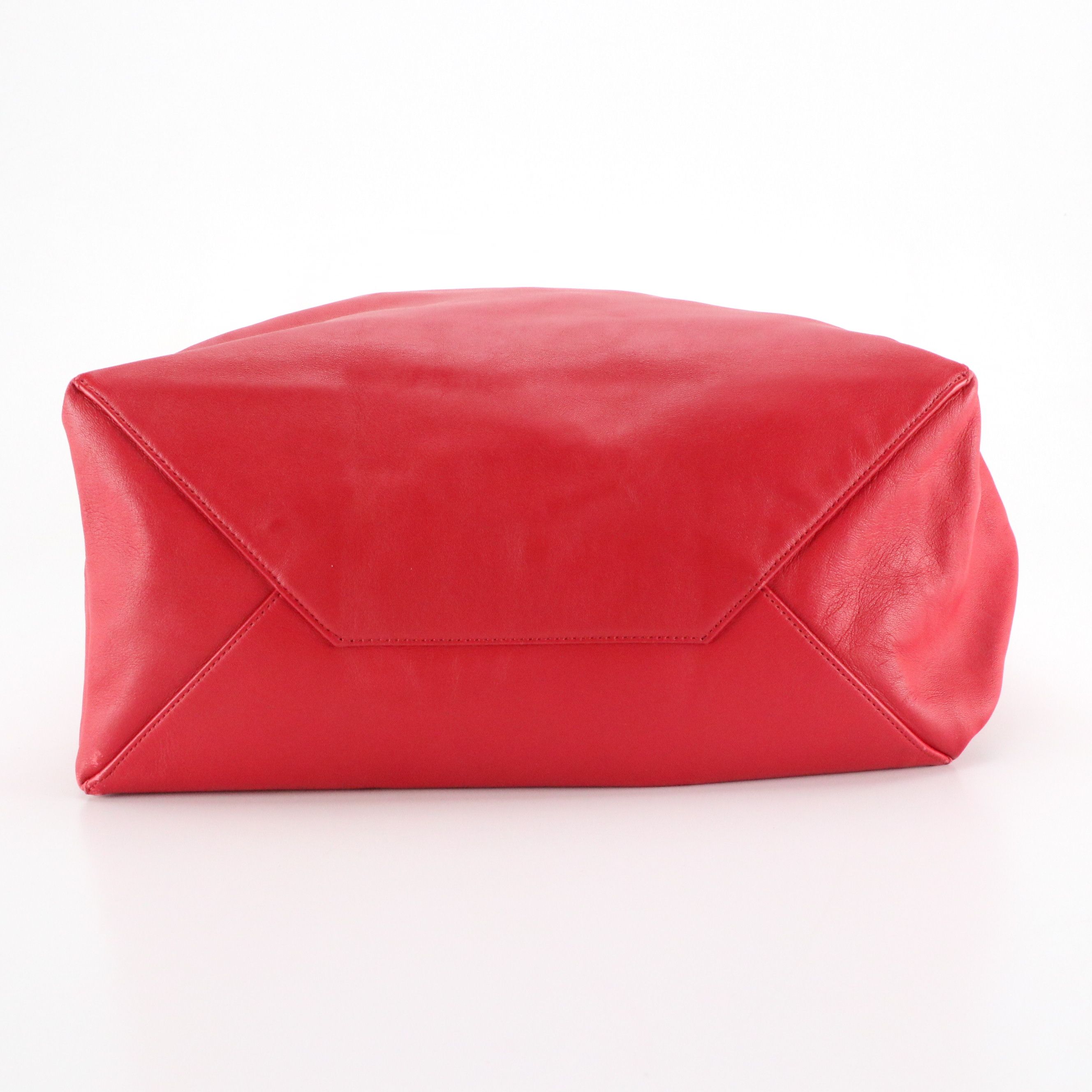 Celine Cabas Horizontal Tote Bag in Red Grained Calfskin Leather