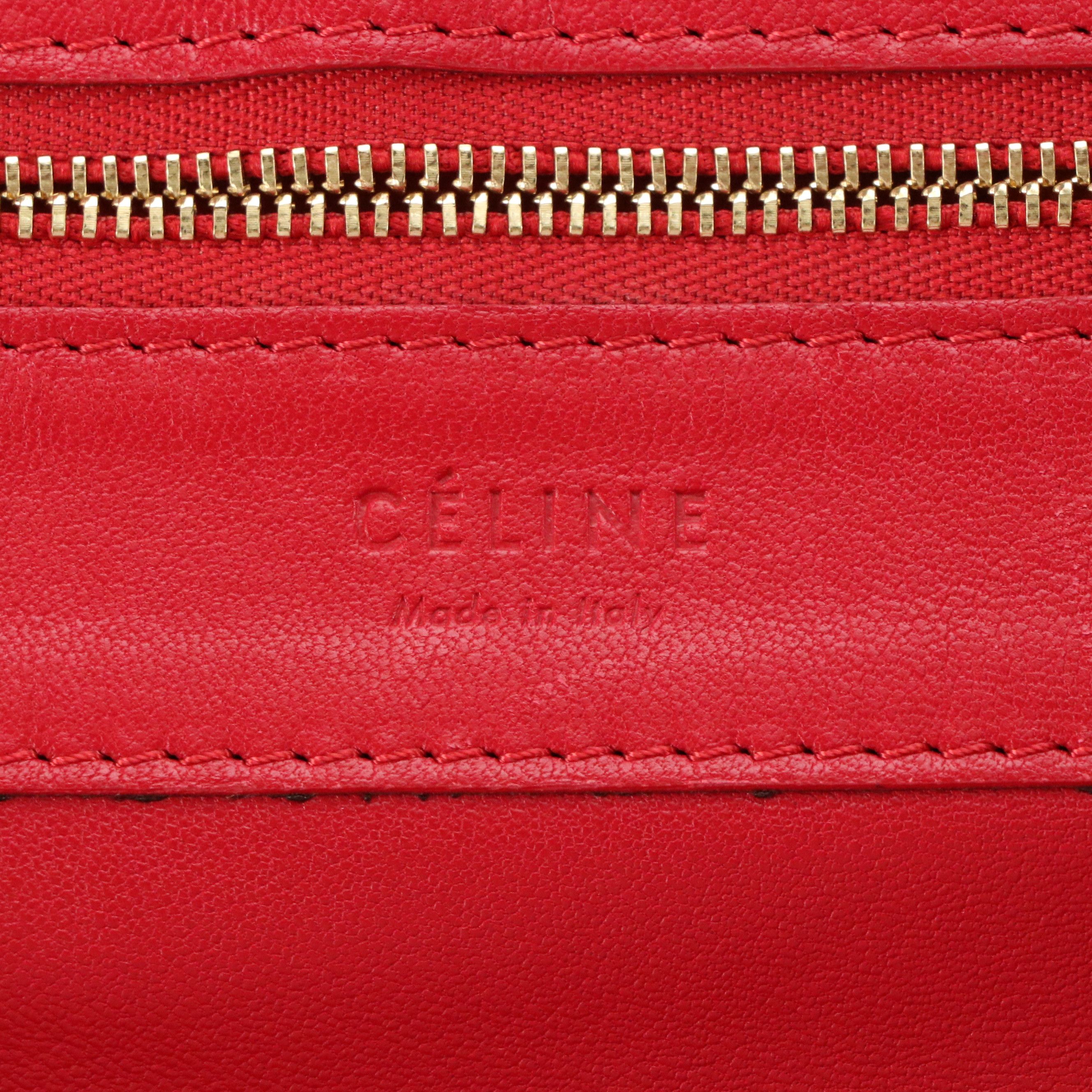 Celine Cabas Horizontal Tote Bag in Red Grained Calfskin Leather