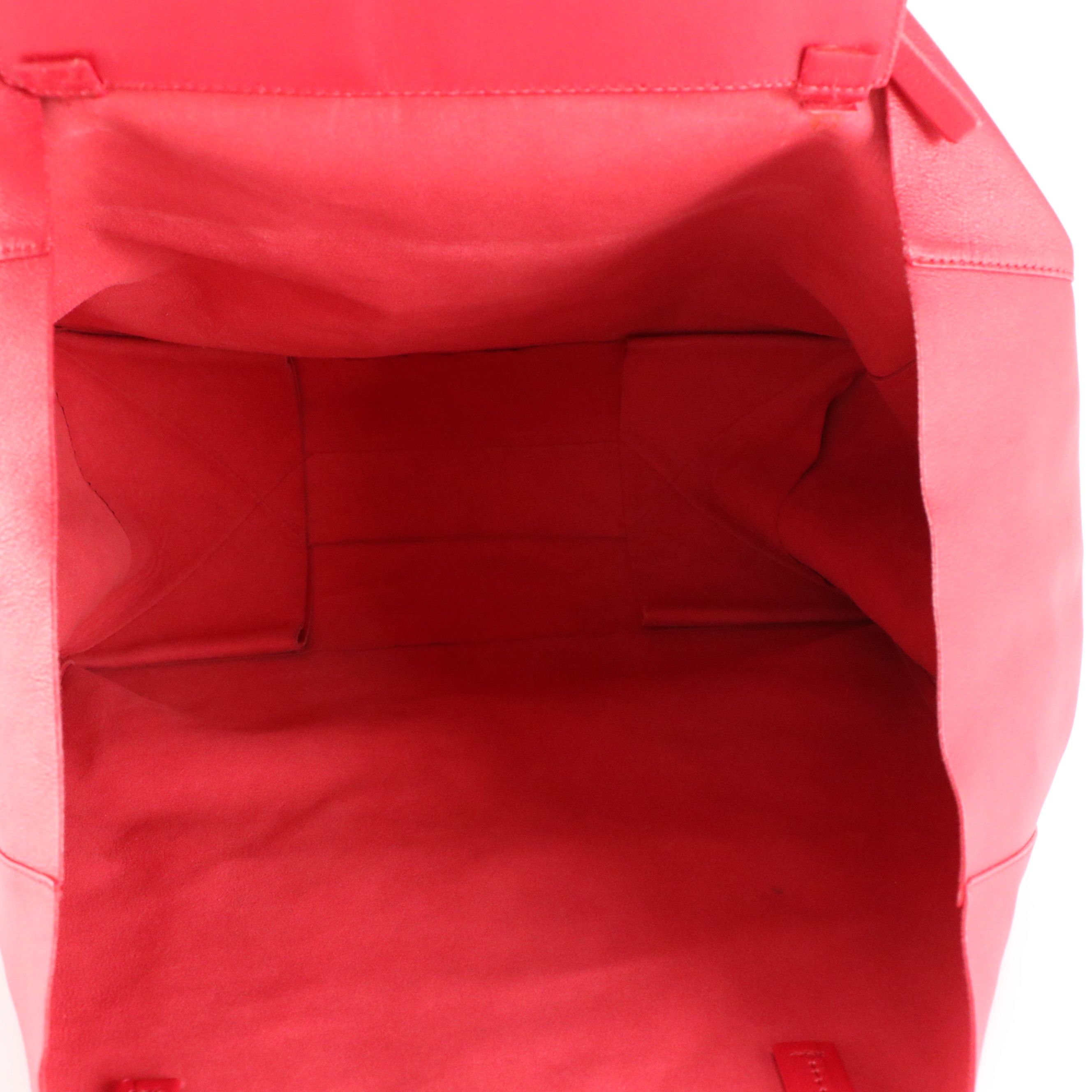 Celine Cabas Horizontal Tote Bag in Red Grained Calfskin Leather