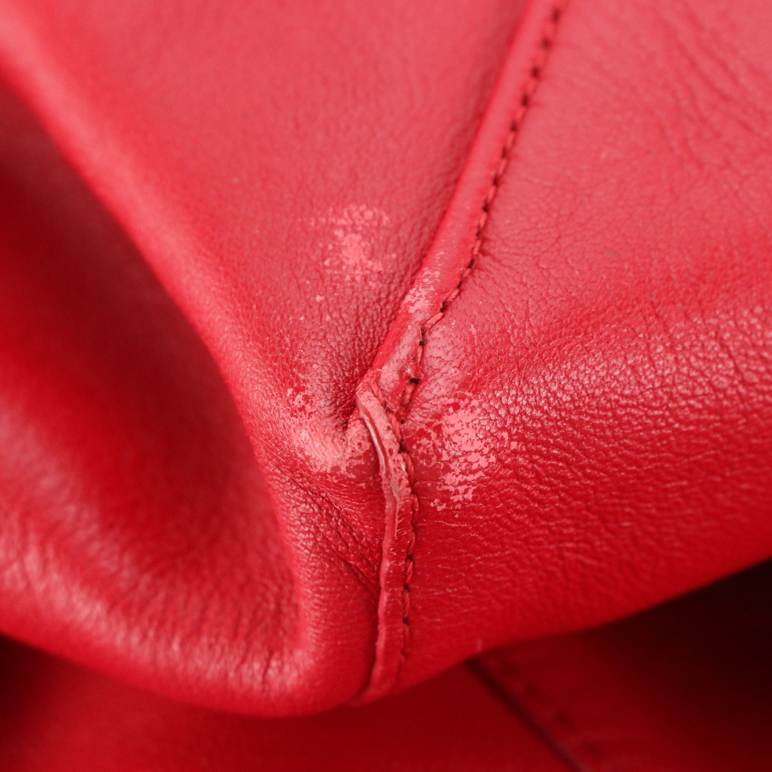 Celine Cabas Horizontal Tote Bag in Red Grained Calfskin Leather