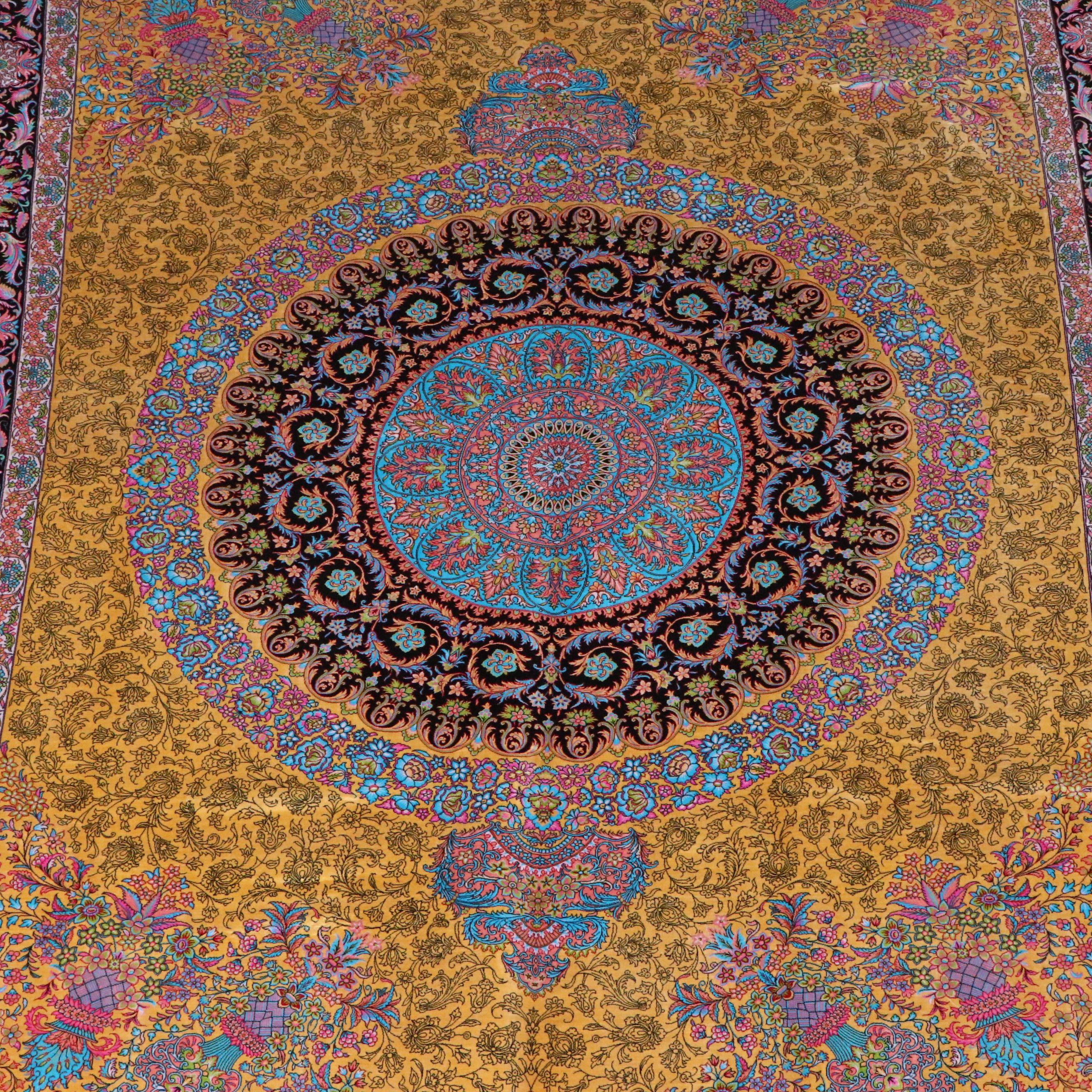 6'7 x 10'3 Machine Made Turkish Qom Style Area Rug