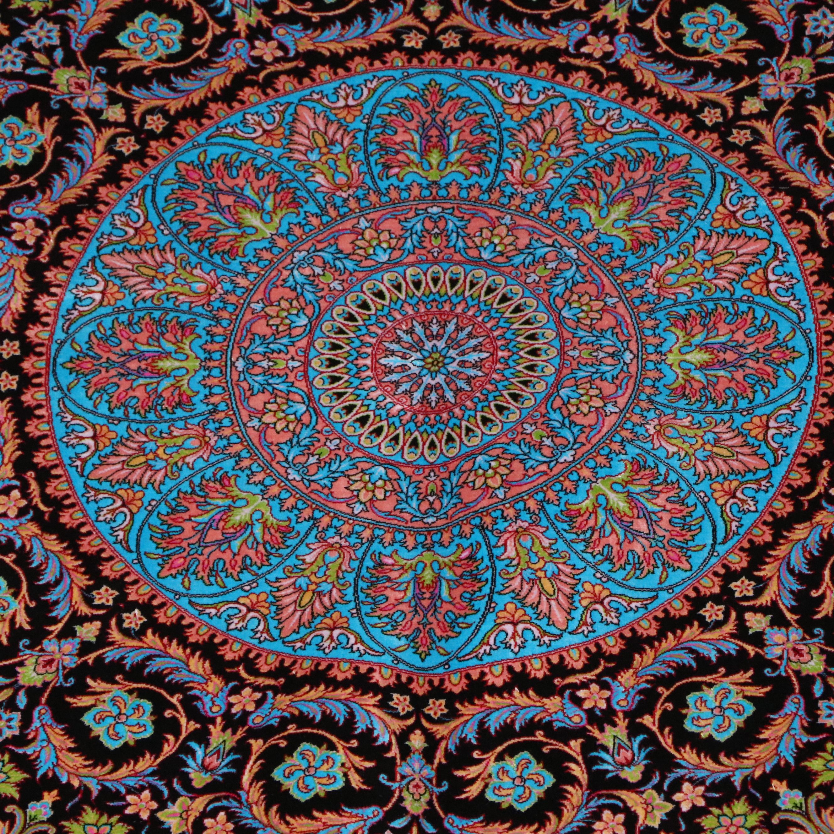 6'7 x 10'3 Machine Made Turkish Qom Style Area Rug