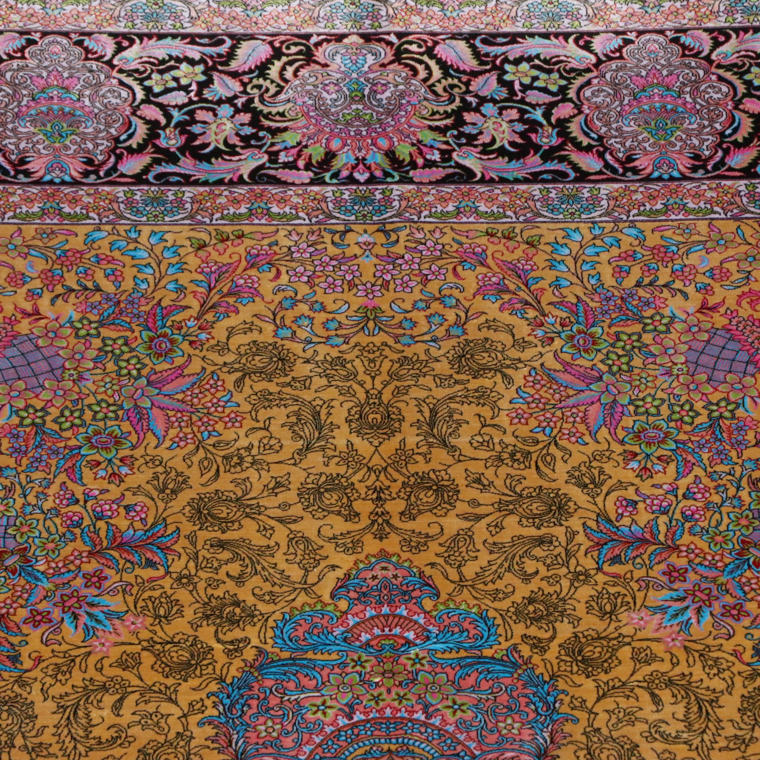 6'7 x 10'3 Machine Made Turkish Qom Style Area Rug