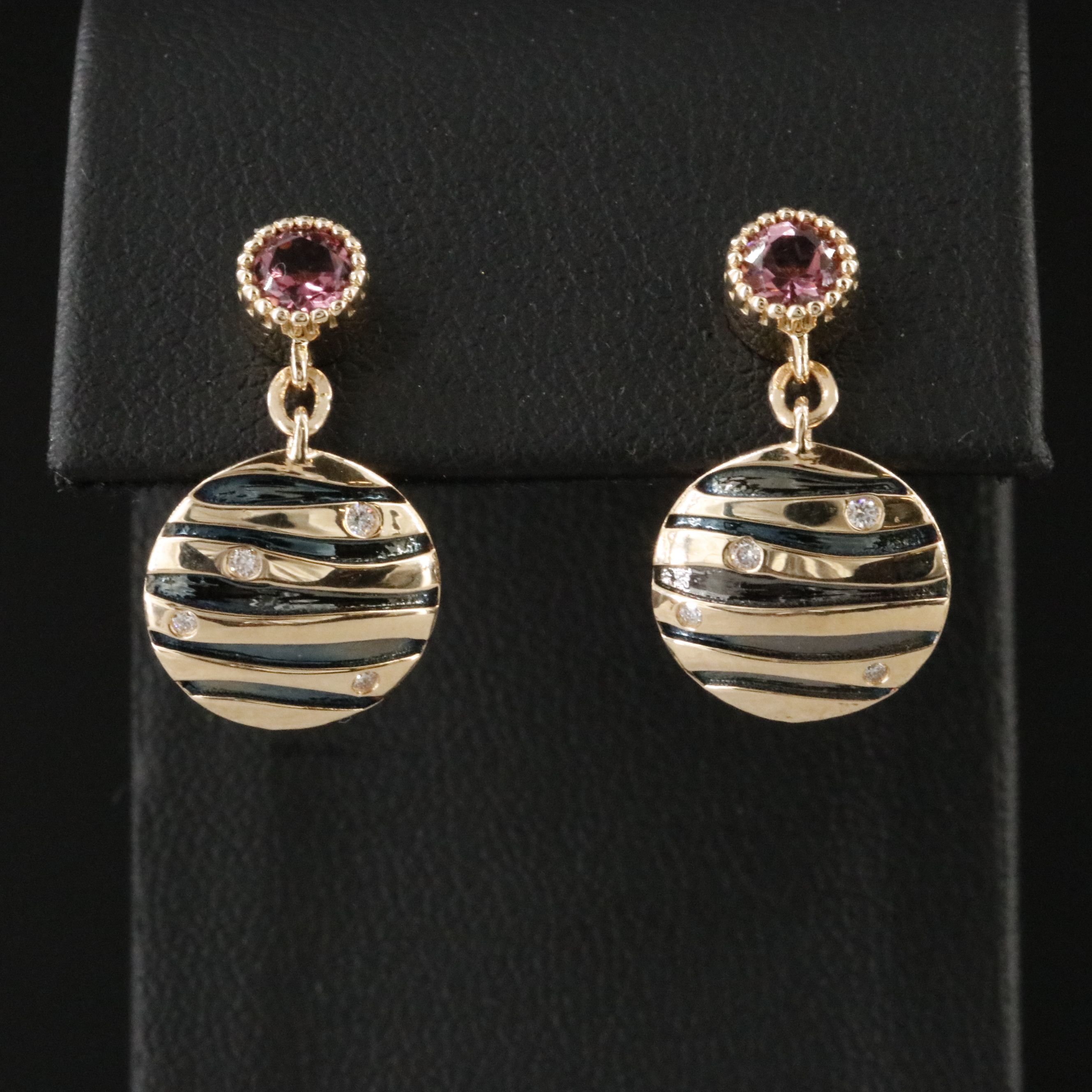 14K Tourmaline and Diamond Drop Earrings