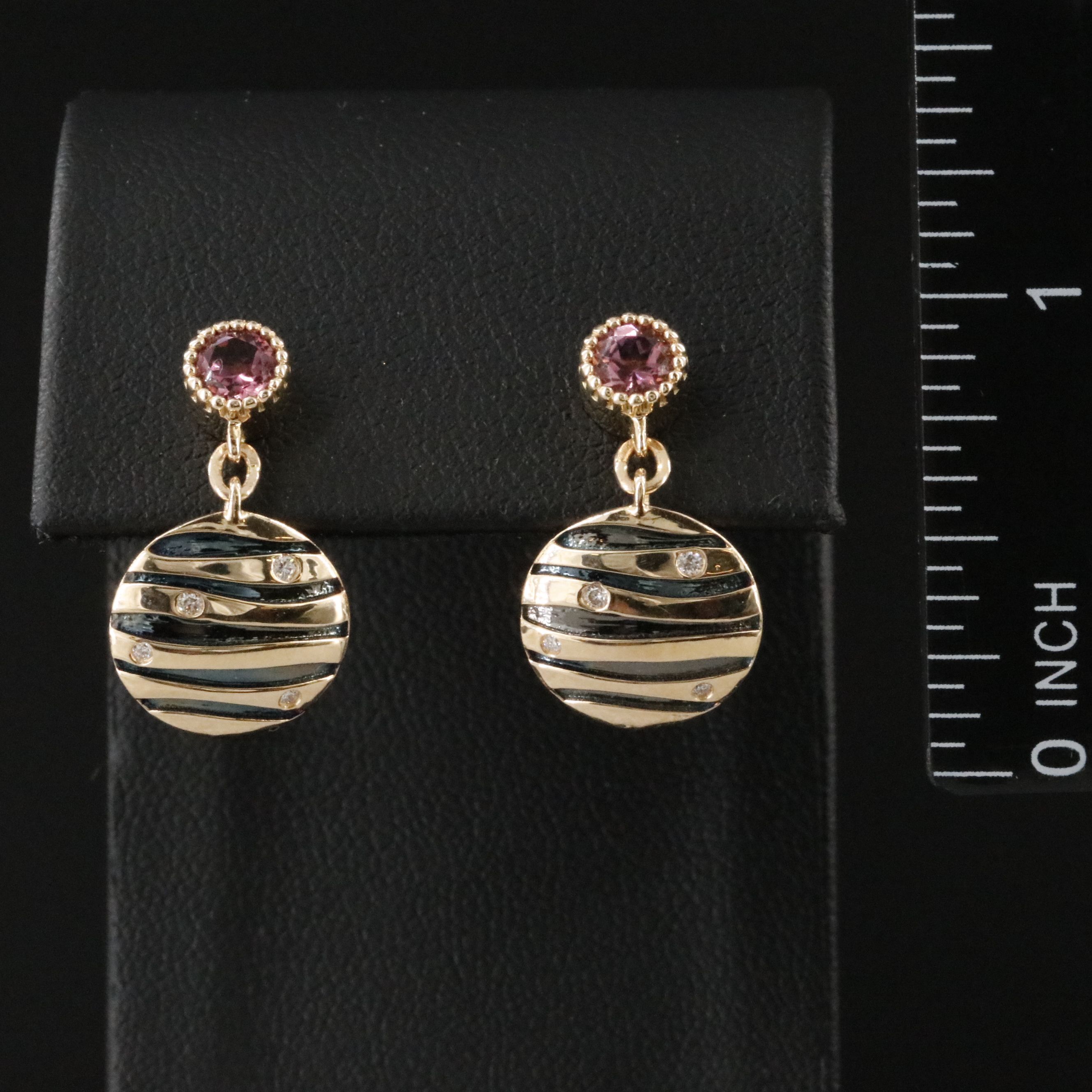14K Tourmaline and Diamond Drop Earrings