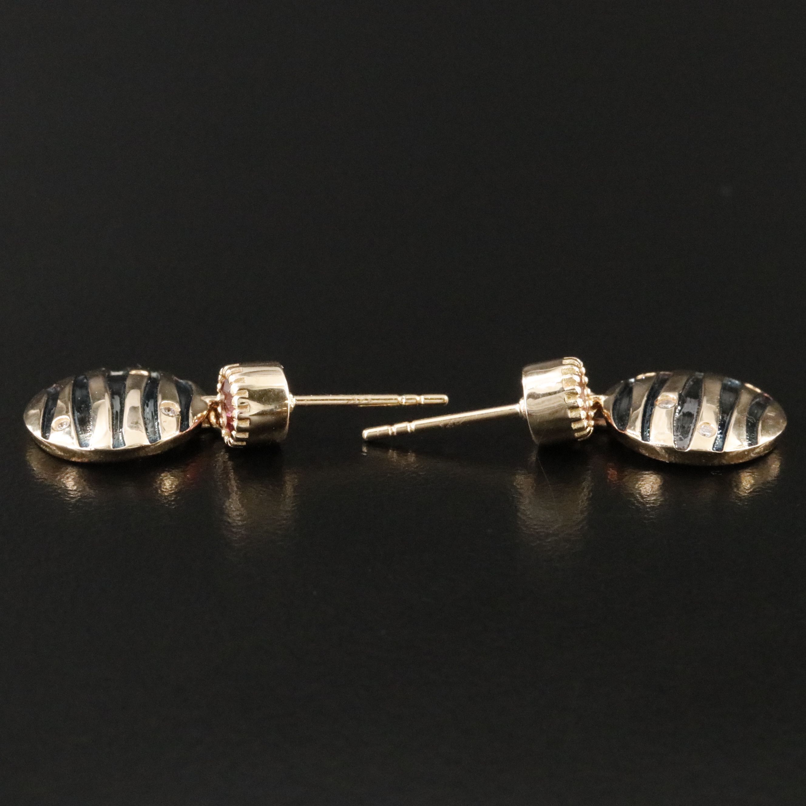 14K Tourmaline and Diamond Drop Earrings