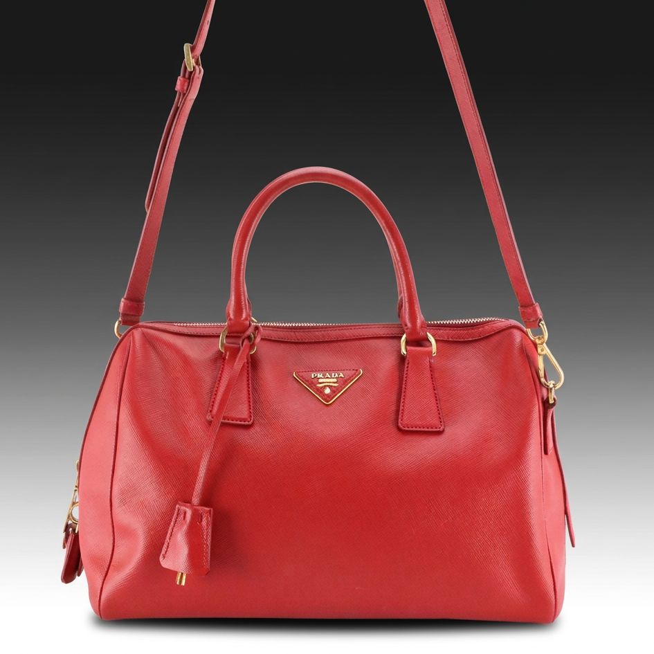 Prada Red Saffiano Leather Galleria Two-Way Bag