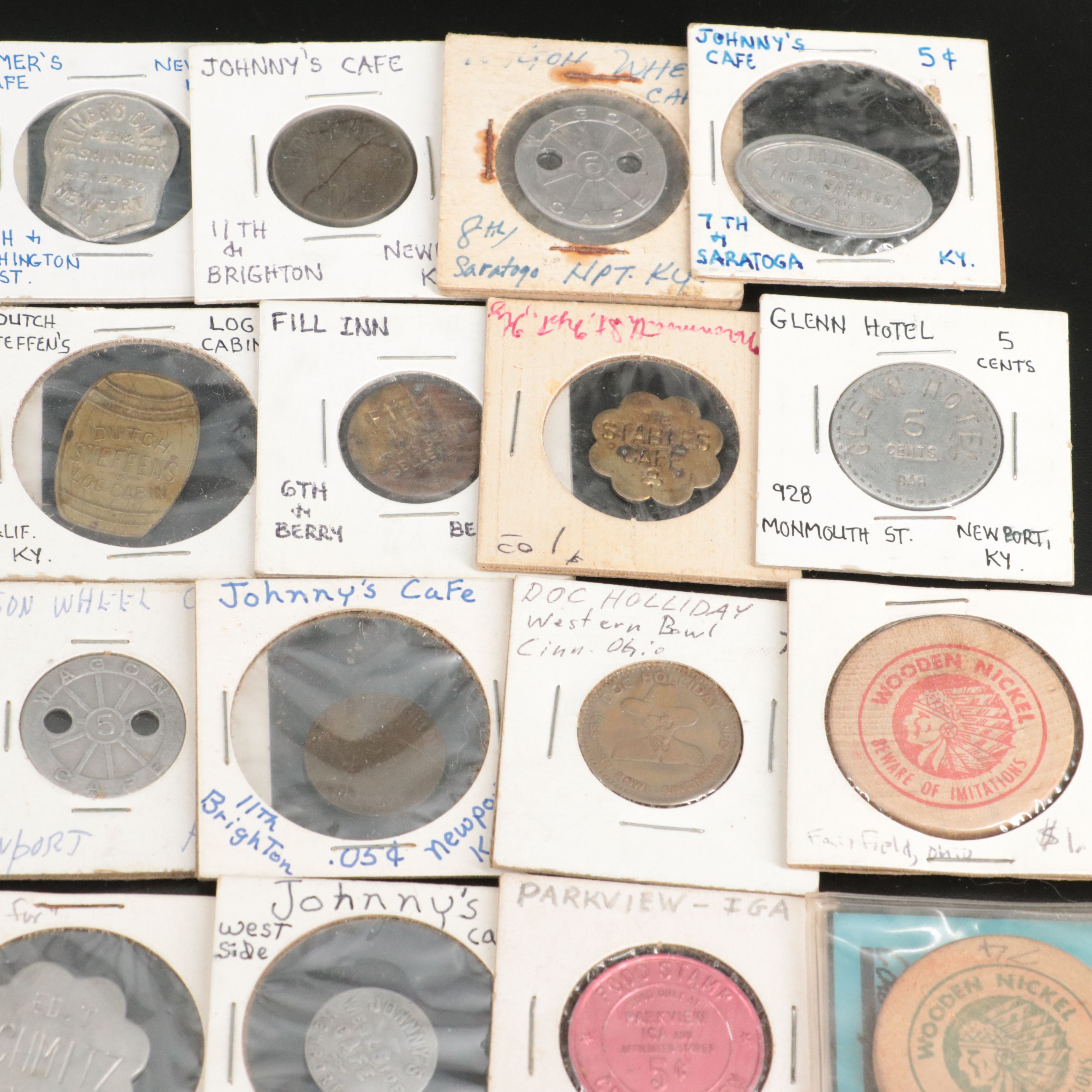 60 Transportation & Merchant Tokens, Wooden Nickels, Gambling Chips, and More