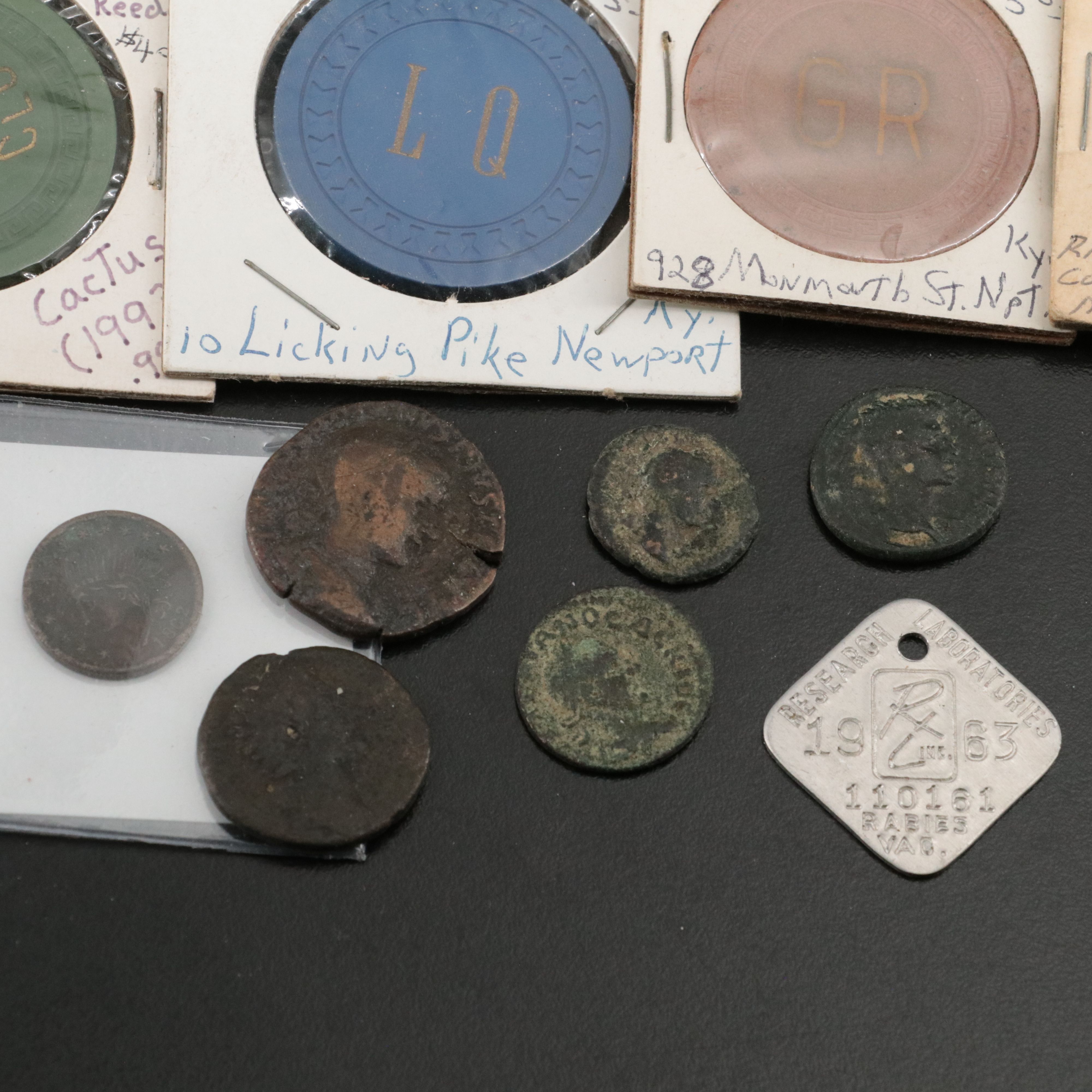 60 Transportation & Merchant Tokens, Wooden Nickels, Gambling Chips, and More