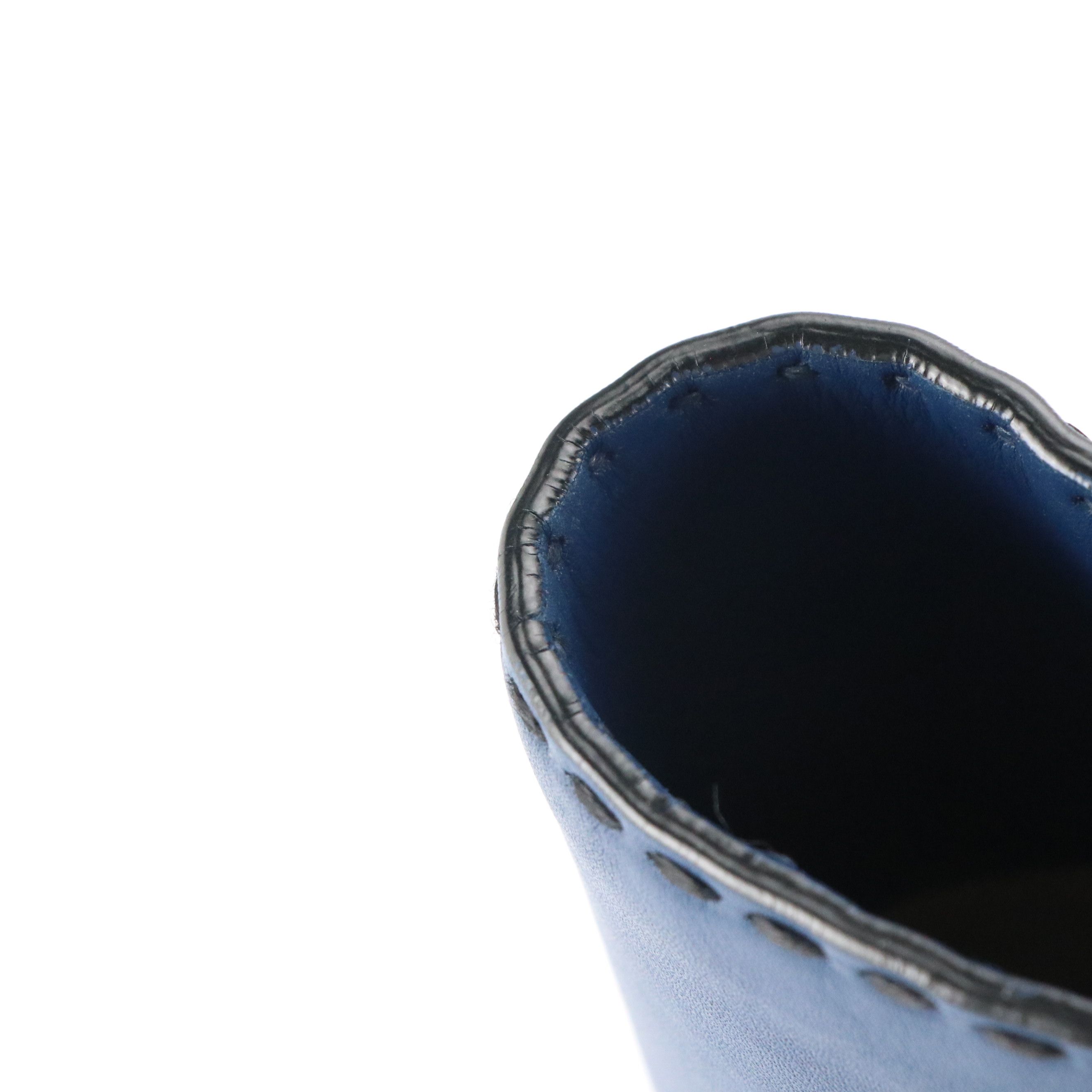 Prada Top-Stitched Two Way Tote Bag in Deep Blue Leather