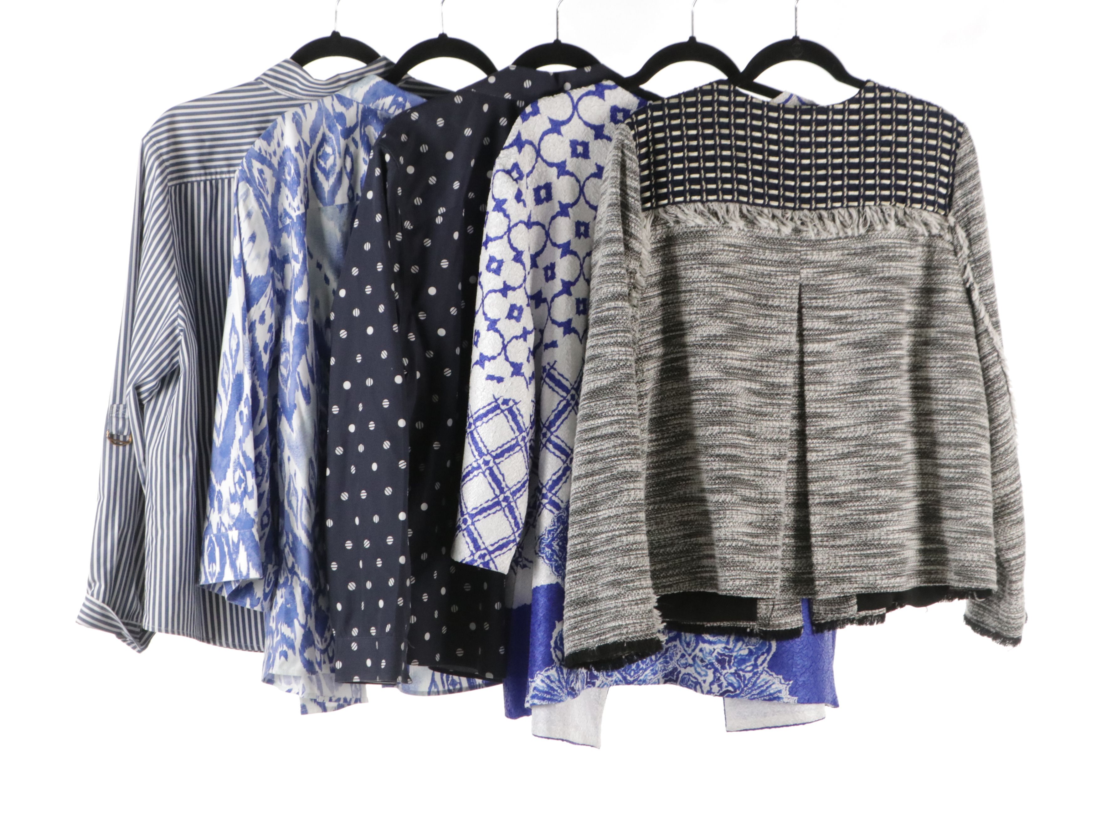 Chico's Patterned Cotton Blouses, Tweed Jacket and Moroccan Print Jacket